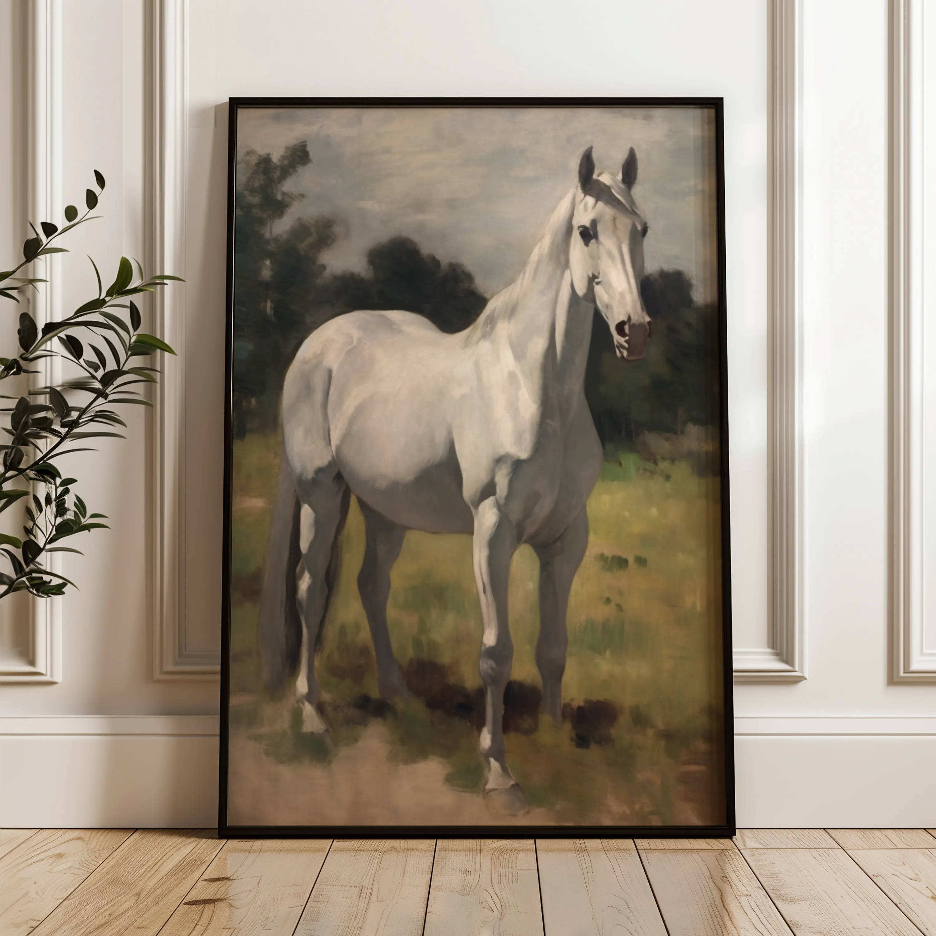 Horses 265 Canvas Art 18" x 24" / 45 x 60 cm / Black