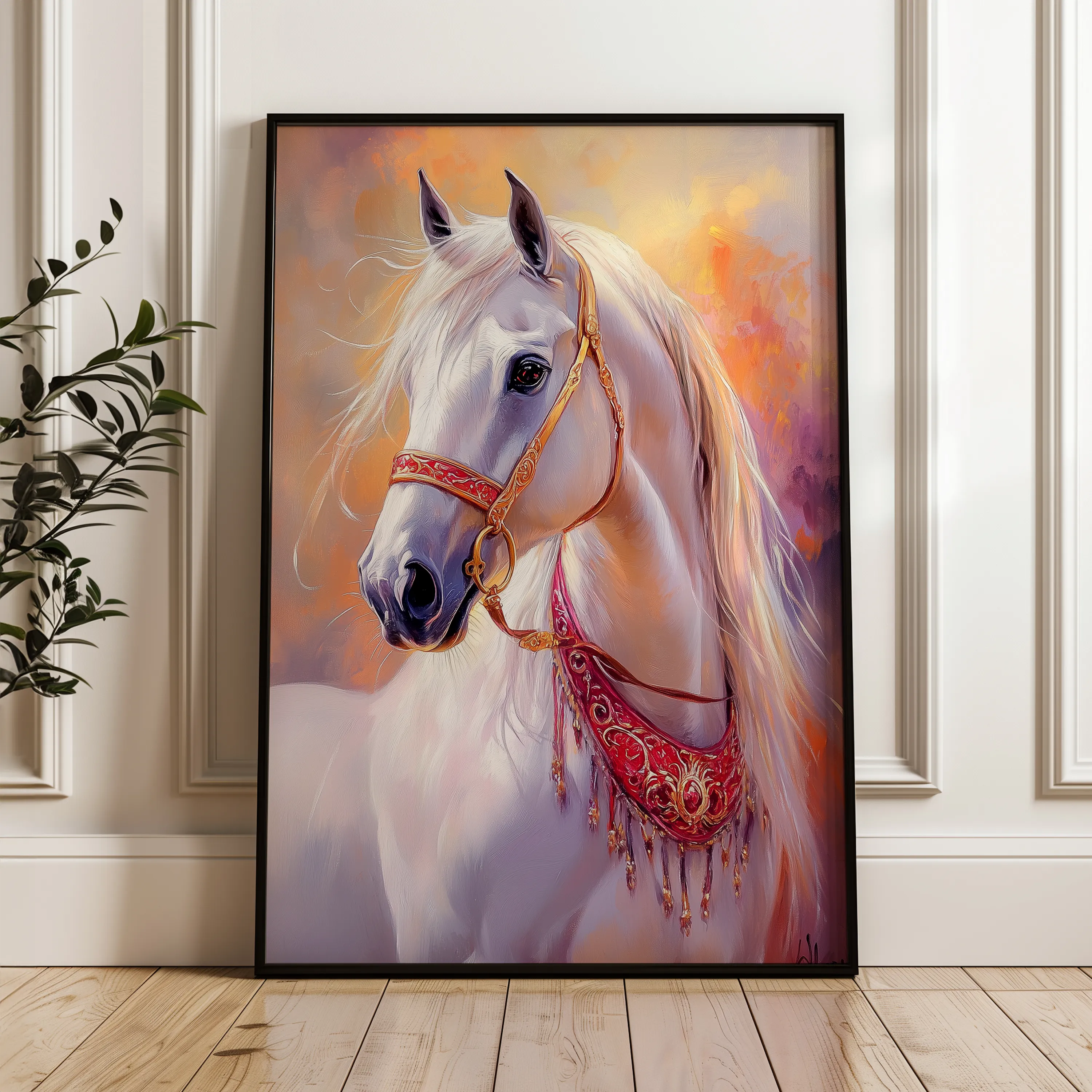 Horses 266 Canvas Art 18" x 24" / 45 x 60 cm / Black