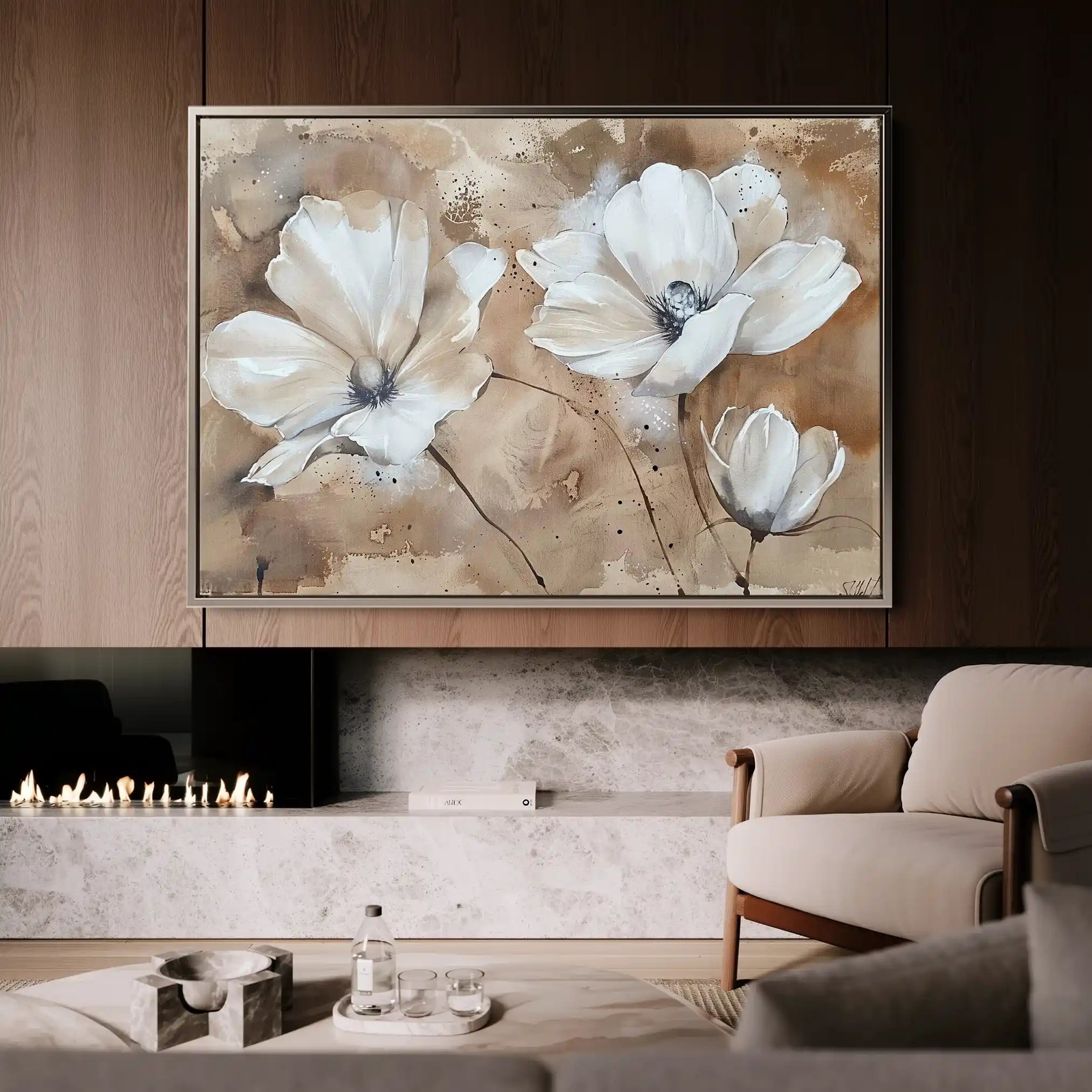 Floral 267 Canvas Art 60 x 40 cm / Black