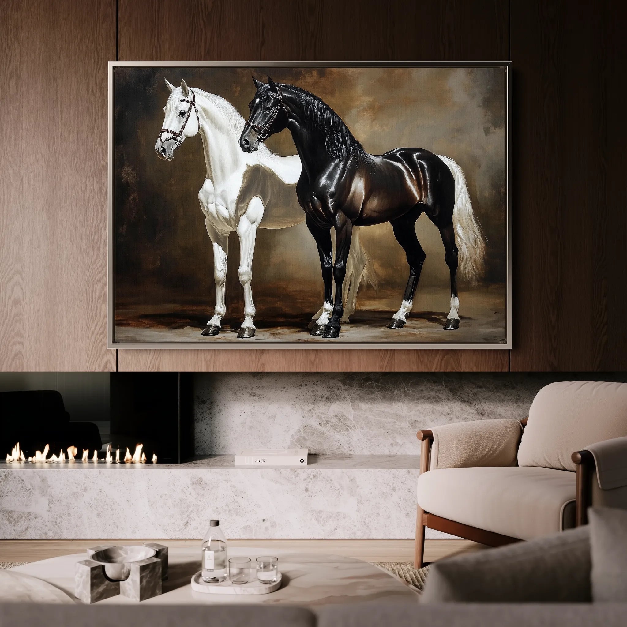 Horses 267 Canvas Art 18" x 24" / 45 x 60 cm / Black