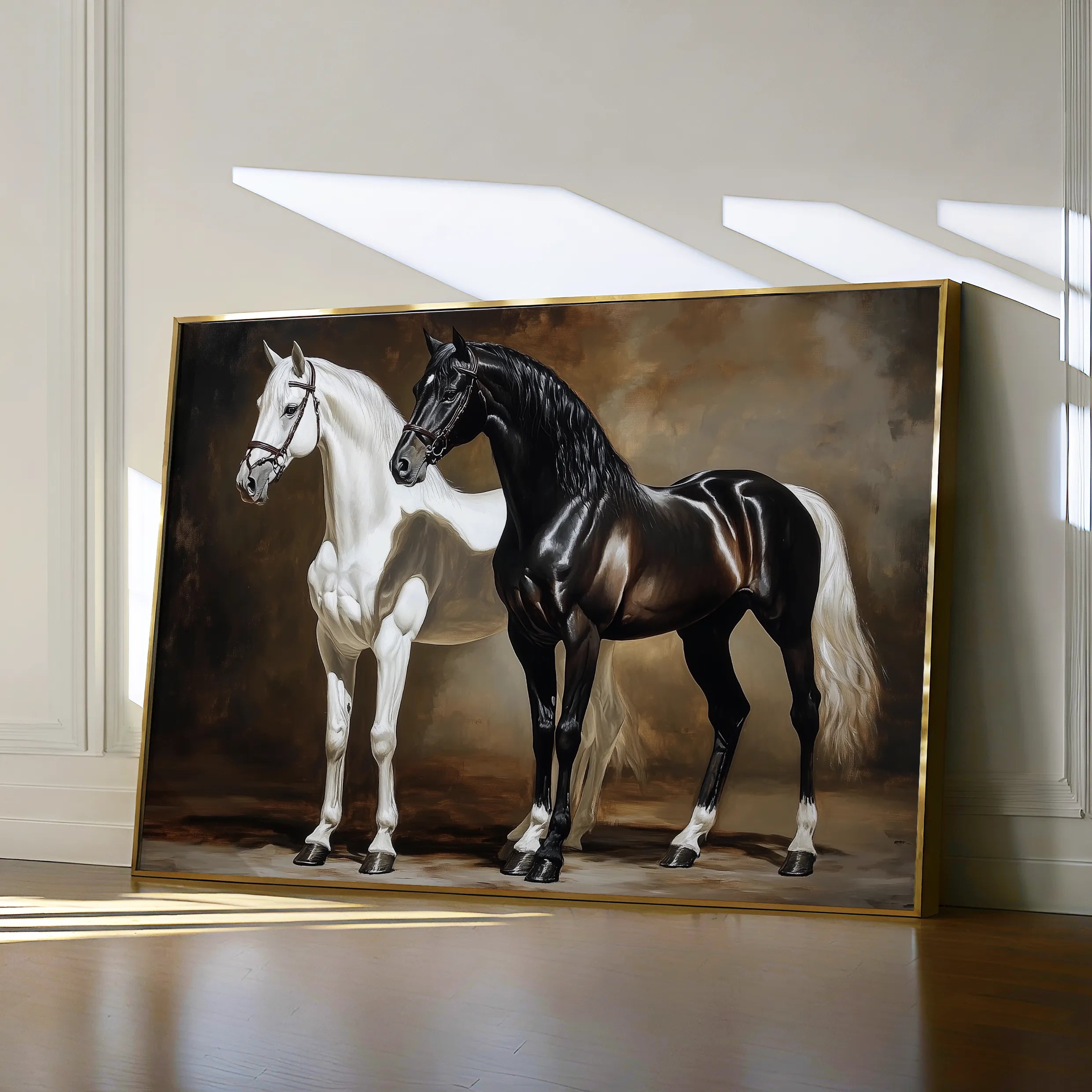 Horses 267 Canvas Art 18" x 24" / 45 x 60 cm / Black