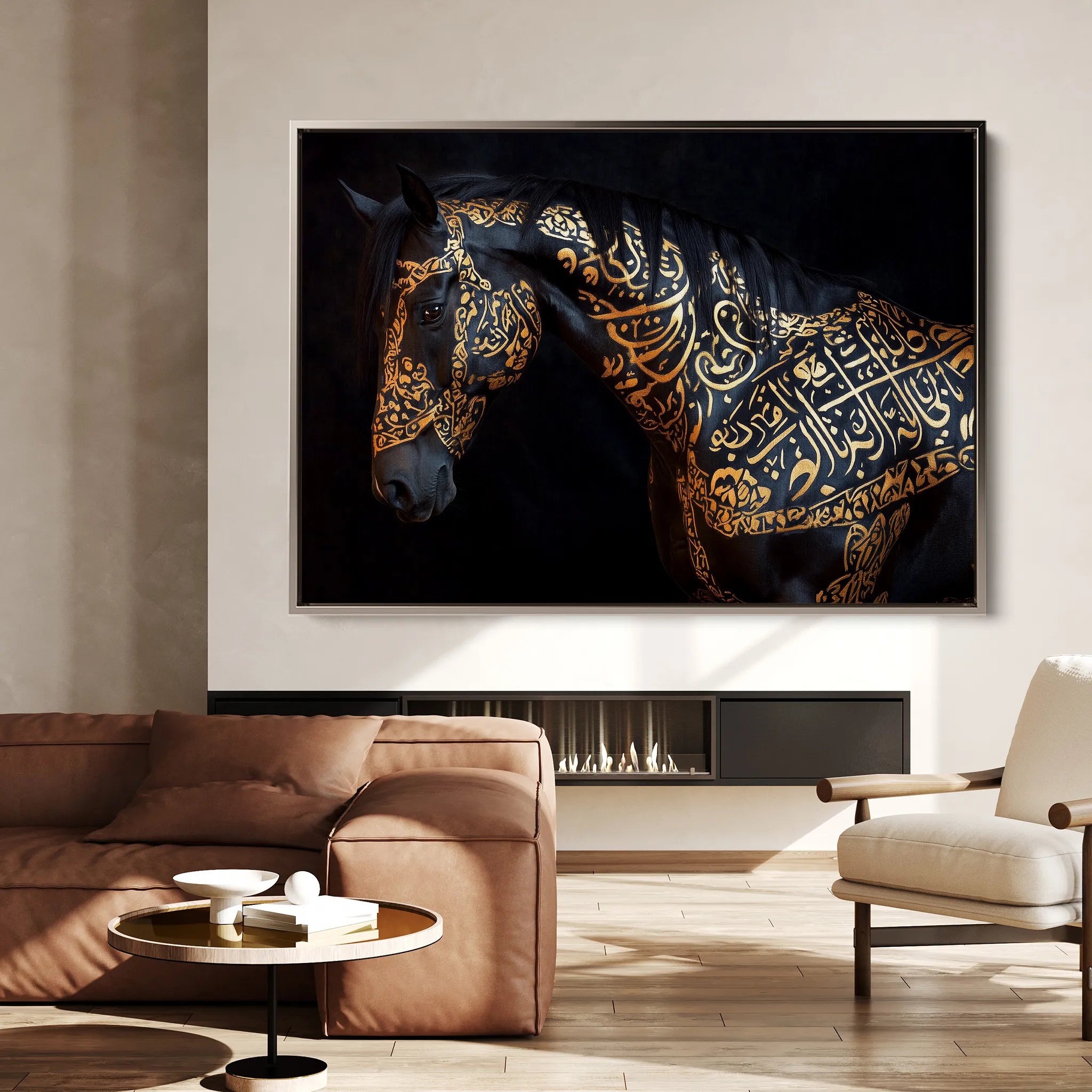 Horses 268 Canvas Art 18" x 24" / 45 x 60 cm / Black