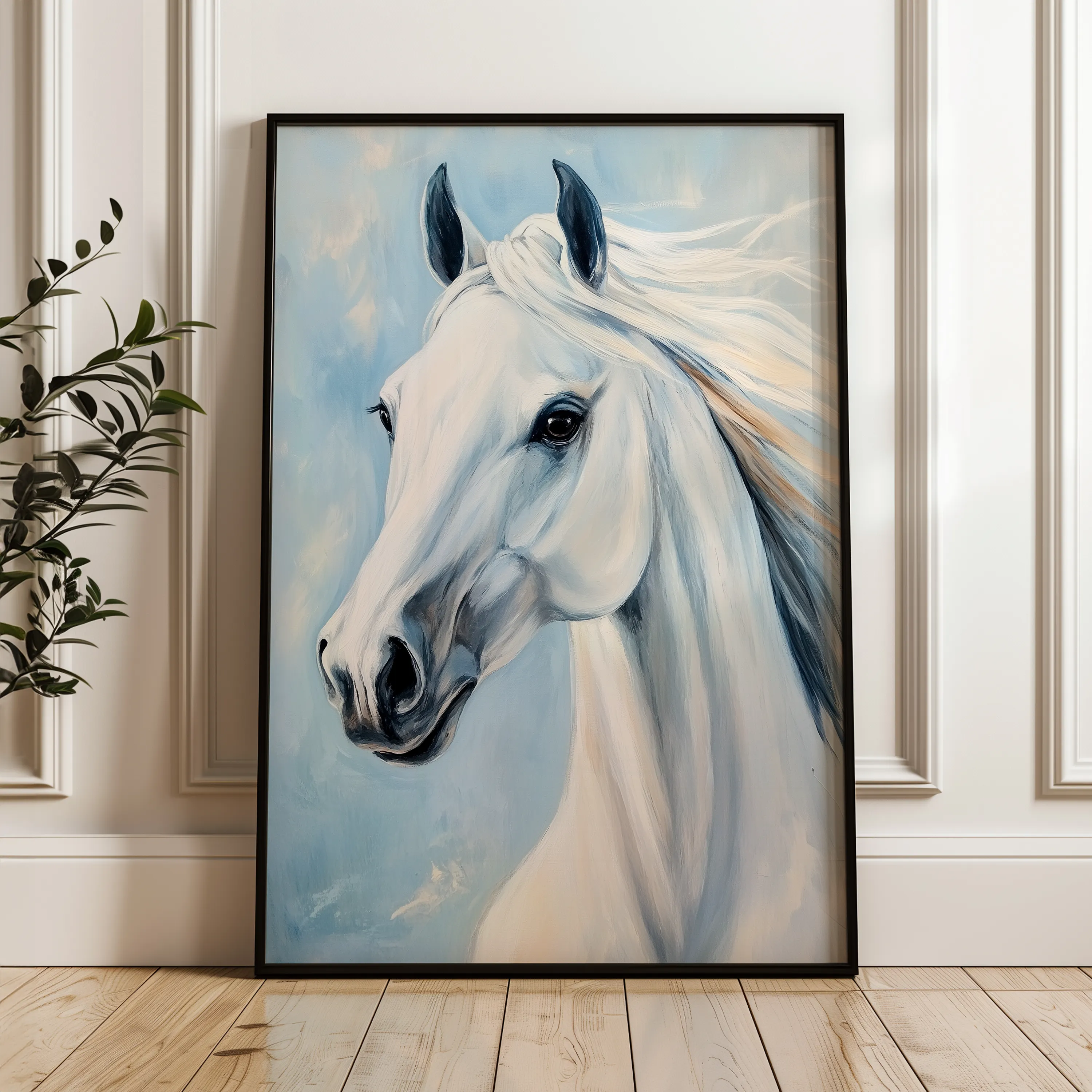 Horses 273 Canvas Art 18" x 24" / 45 x 60 cm / Black