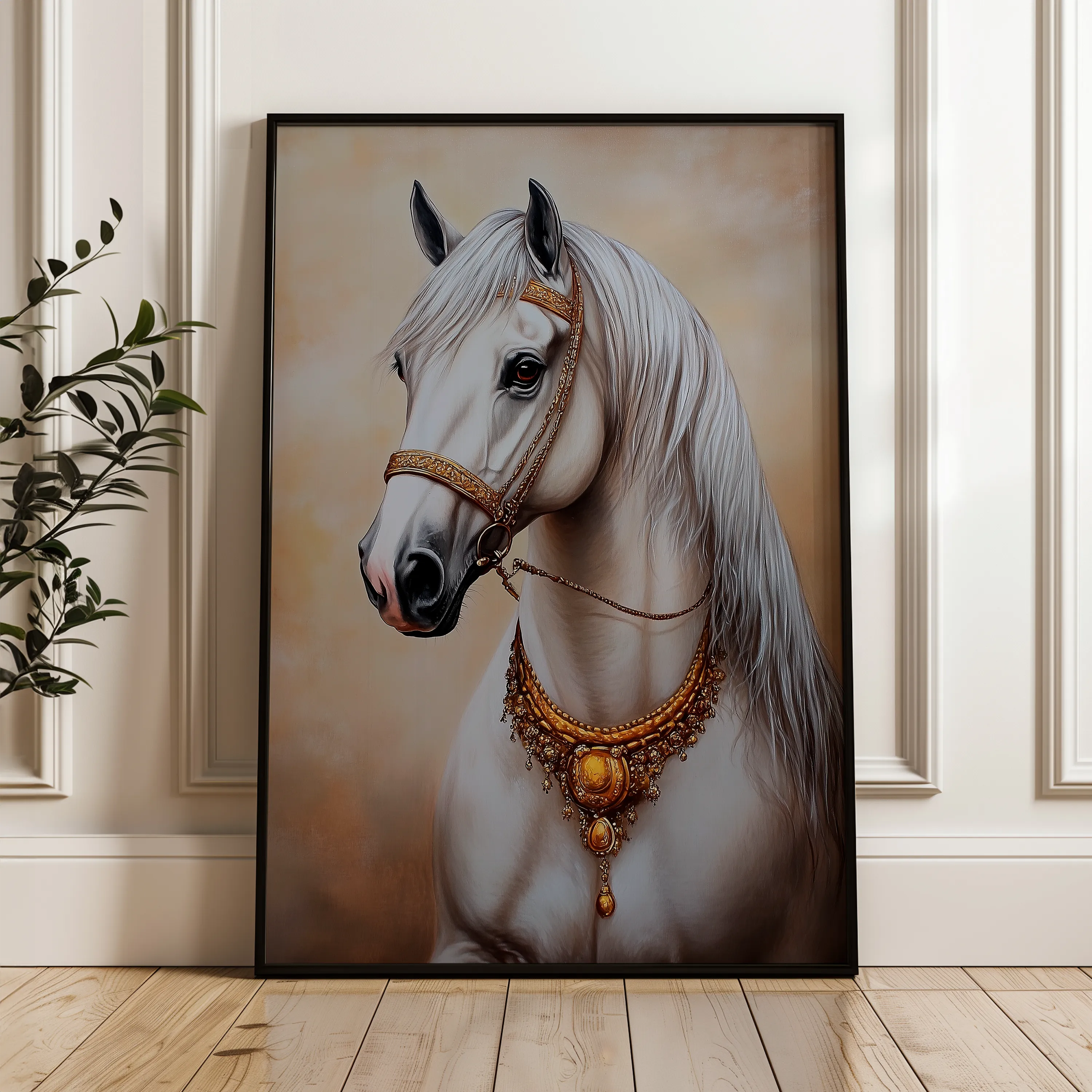 Horses 274 Canvas Art 18" x 24" / 45 x 60 cm / Black