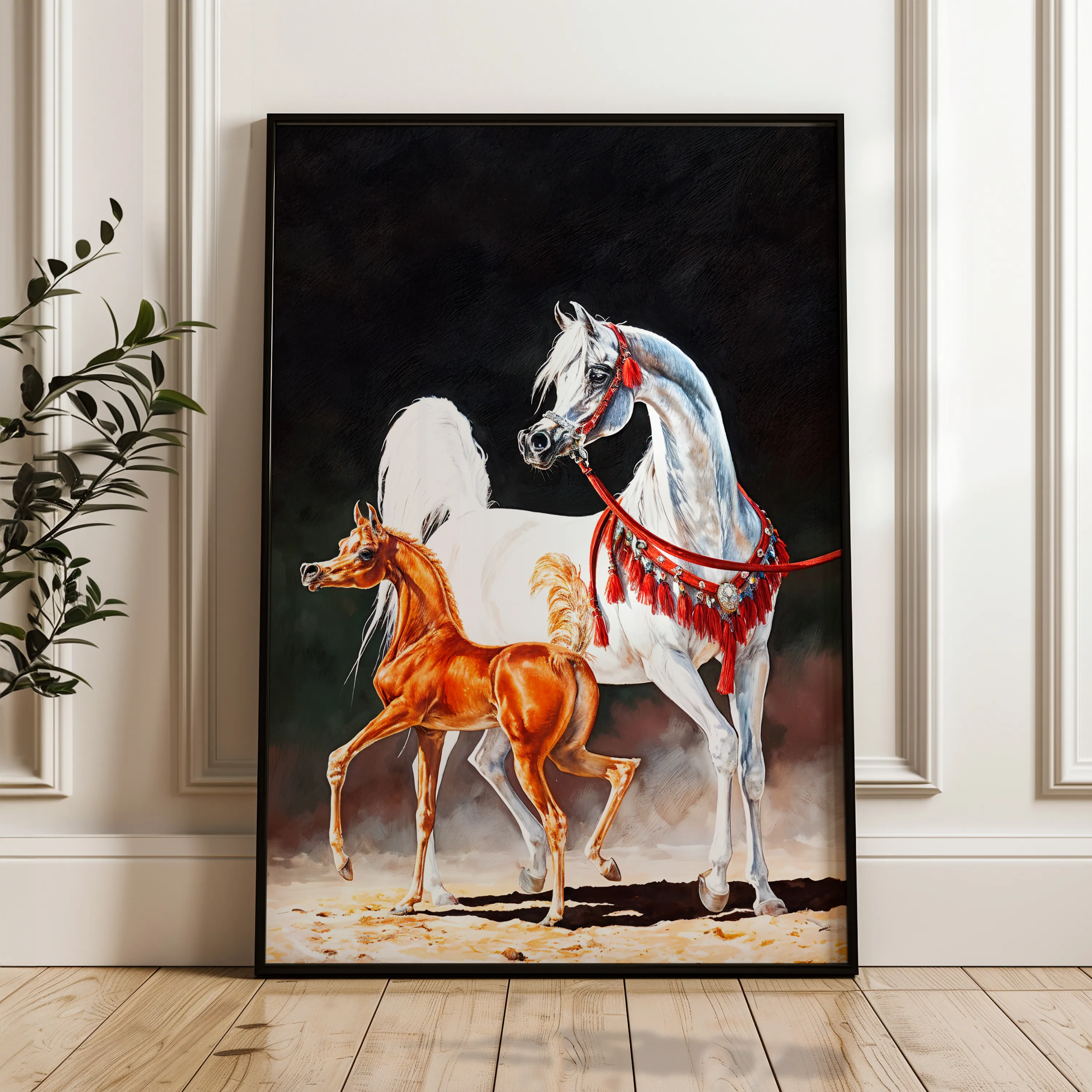 Horses 276 Canvas Art 18" x 24" / 45 x 60 cm / Black