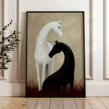 Horses 277 Canvas Art 18" x 24" / 45 x 60 cm / Black
