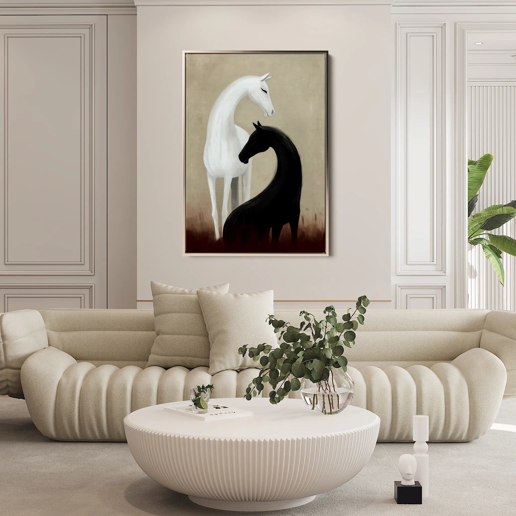 Horses 277 Canvas Art 18" x 24" / 45 x 60 cm / Black