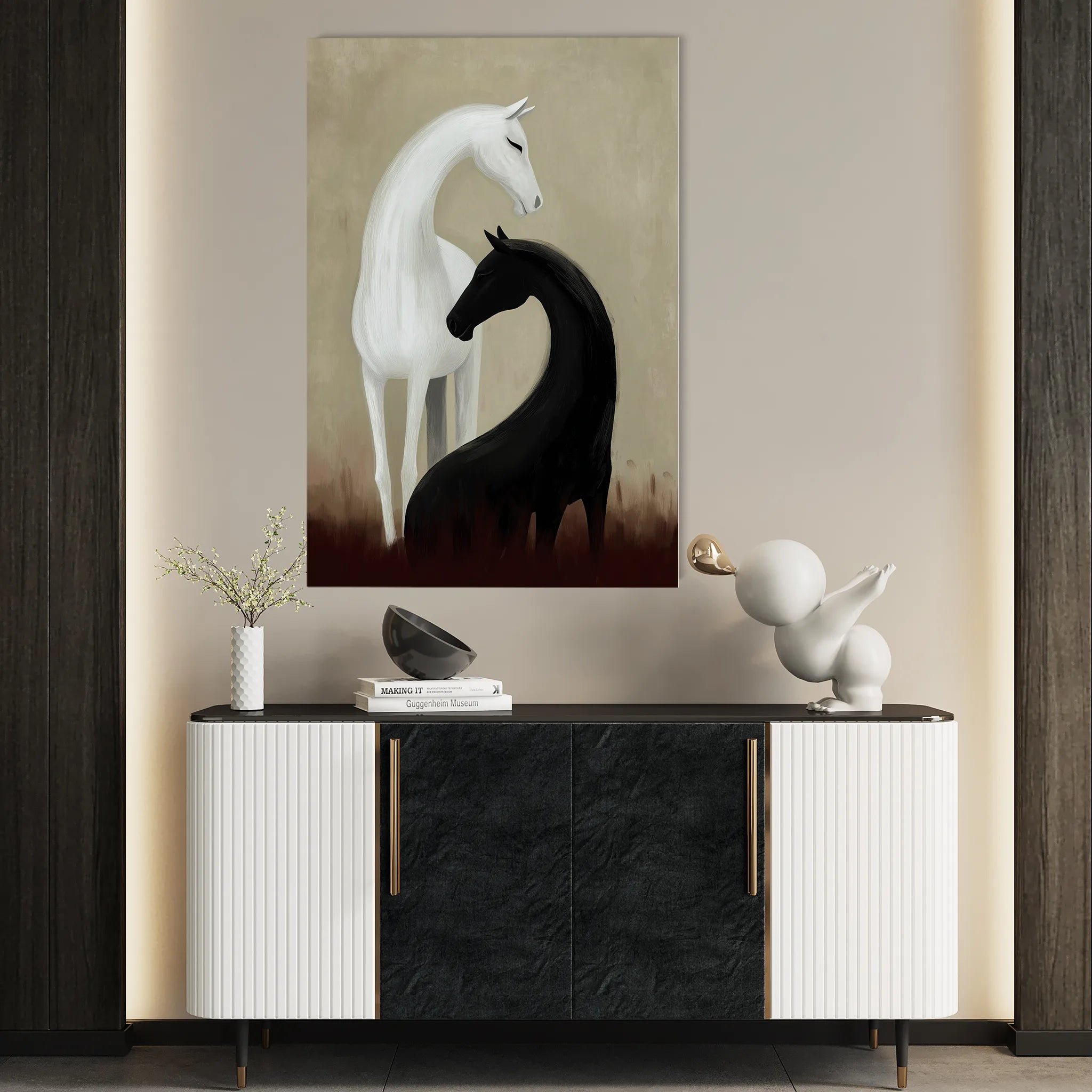 Horses 277 Canvas Art 18" x 24" / 45 x 60 cm / Black