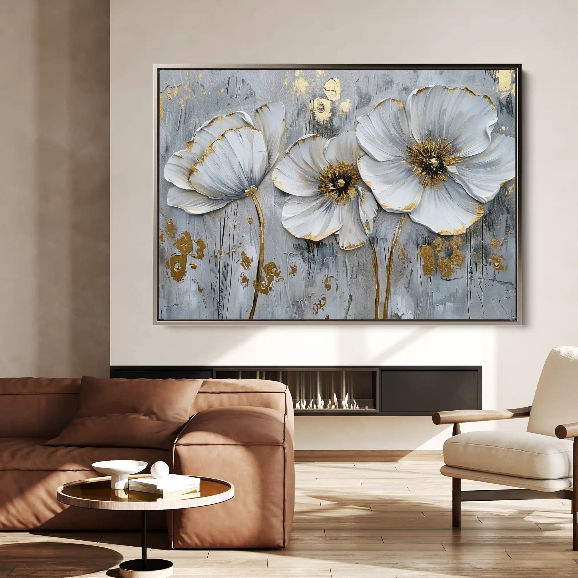 Floral 309 Canvas Art 60 x 40 cm / Black
