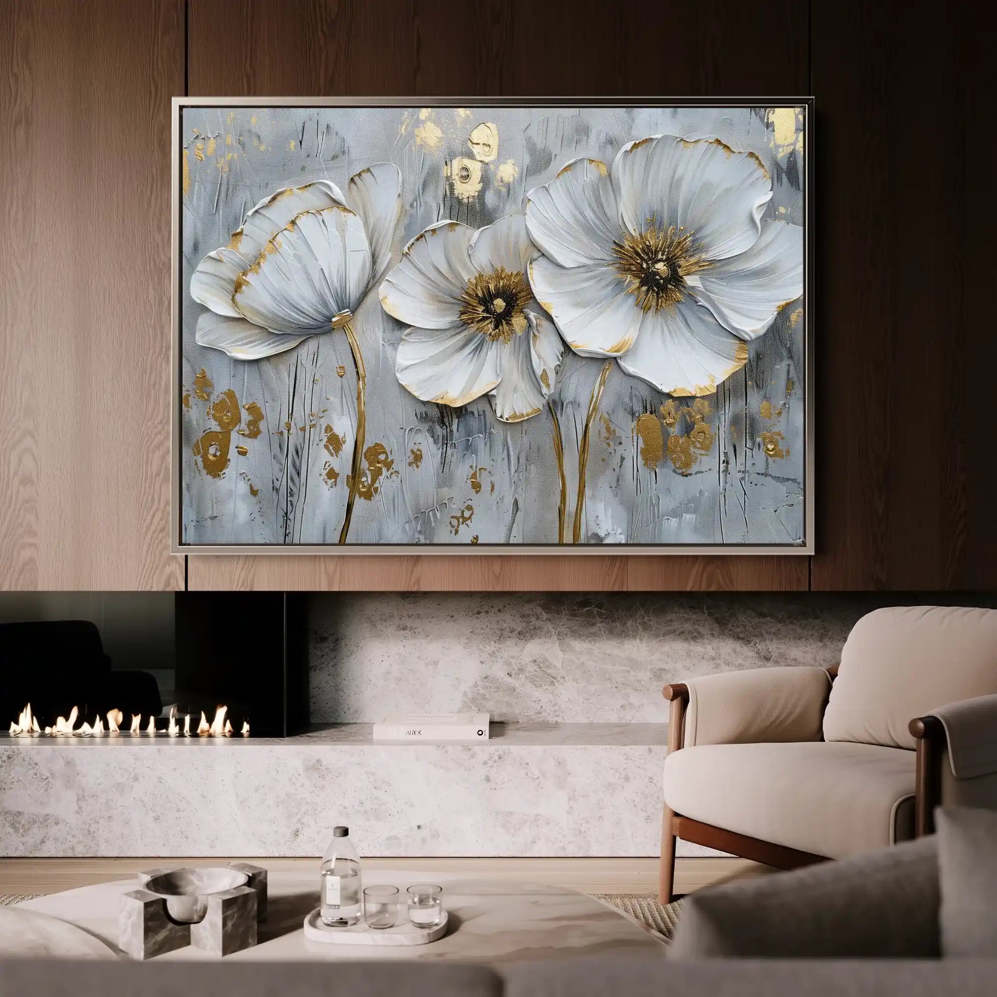 Floral 309 Canvas Art 60 x 40 cm / Black