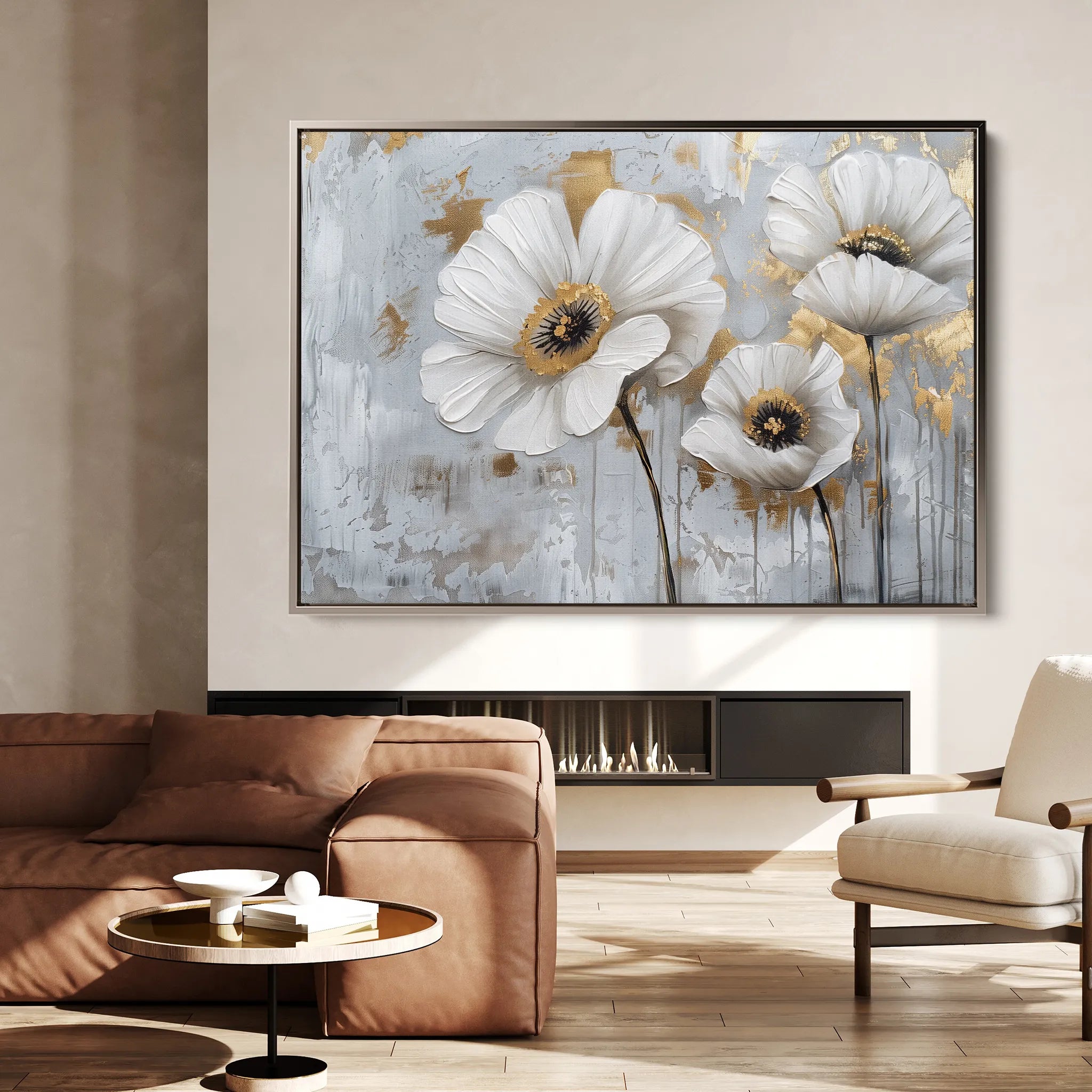 Floral 310 Canvas Art 18" x 24" / 45 x 60 cm / Black