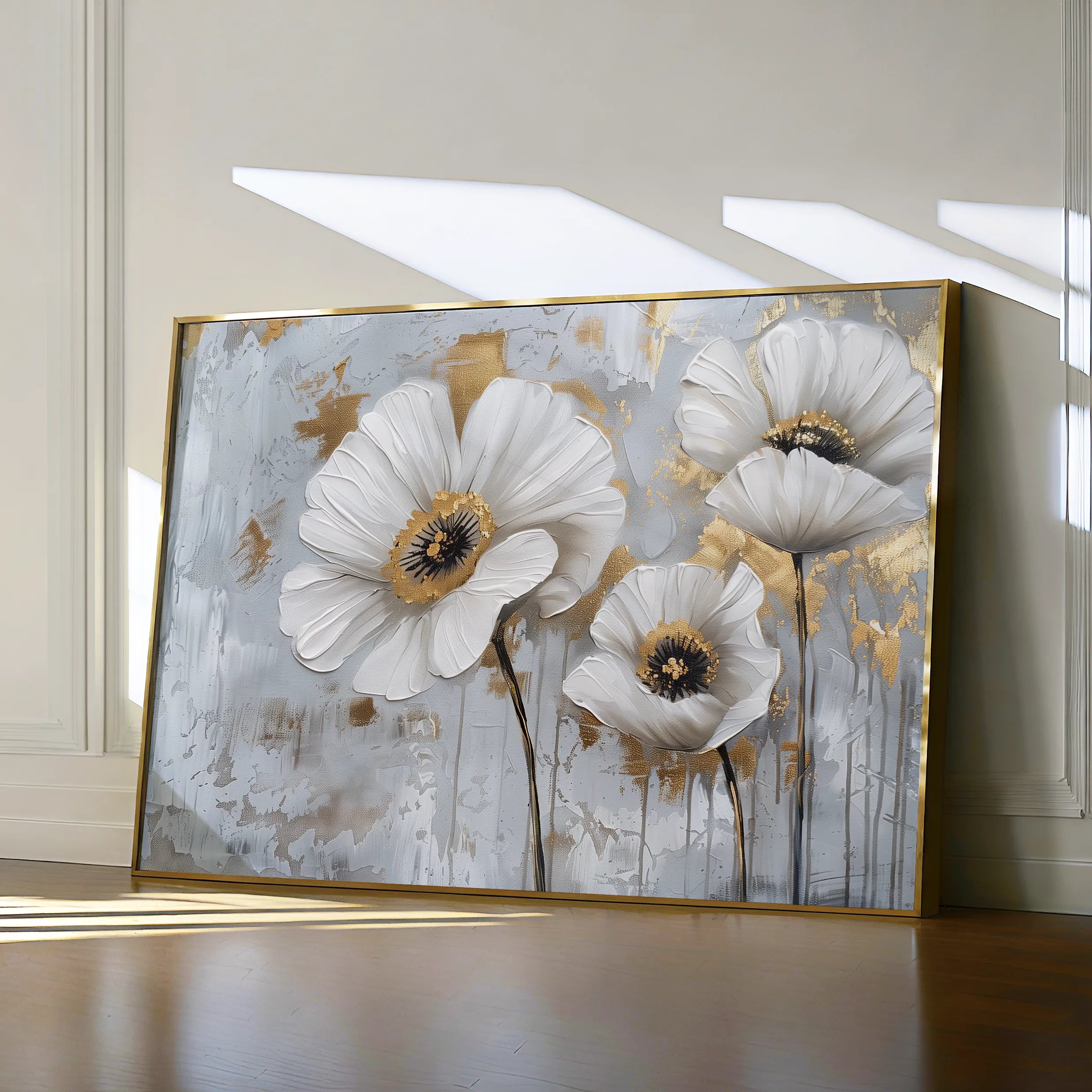 Floral 310 Canvas Art 18" x 24" / 45 x 60 cm / Black