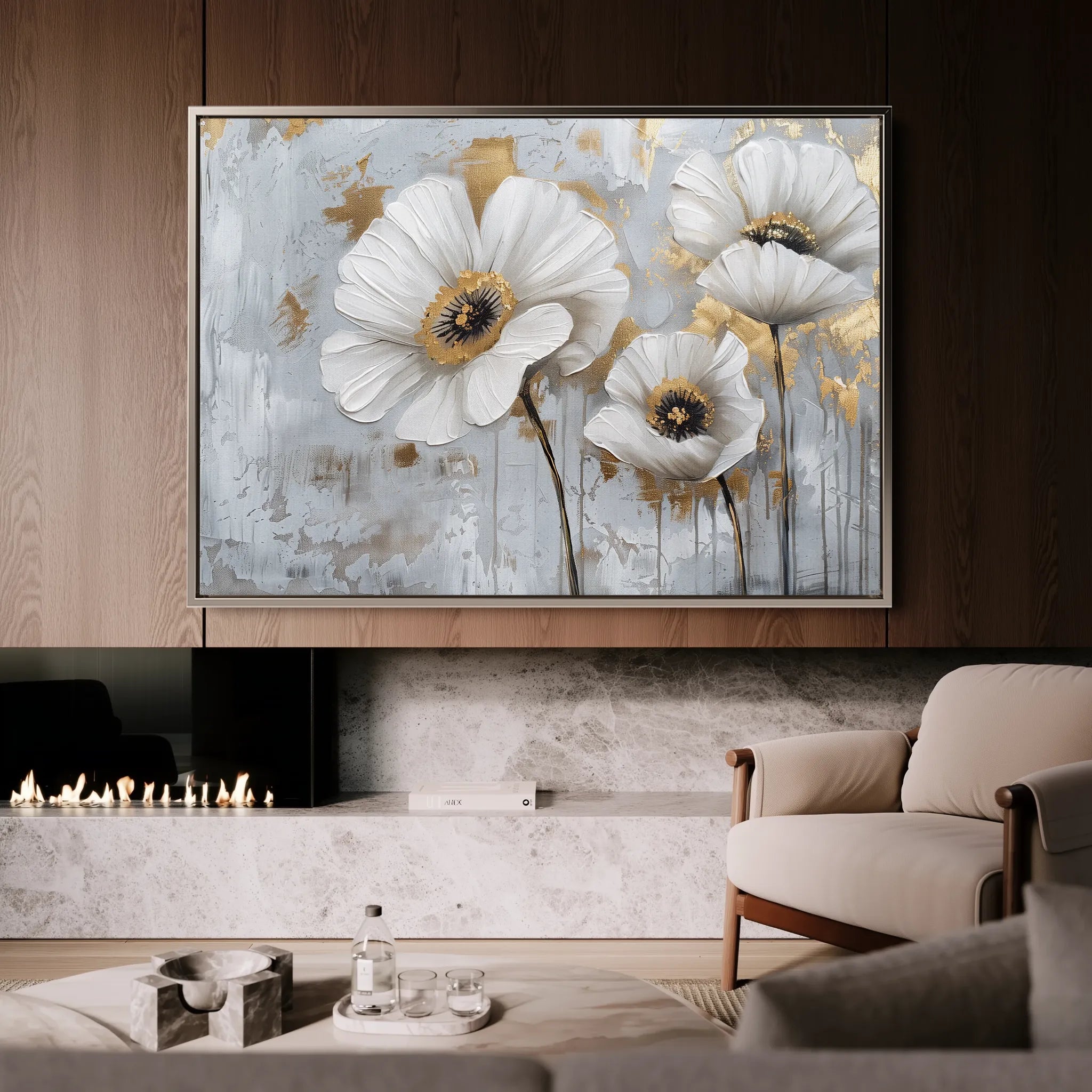 Floral 310 Canvas Art 18" x 24" / 45 x 60 cm / Black
