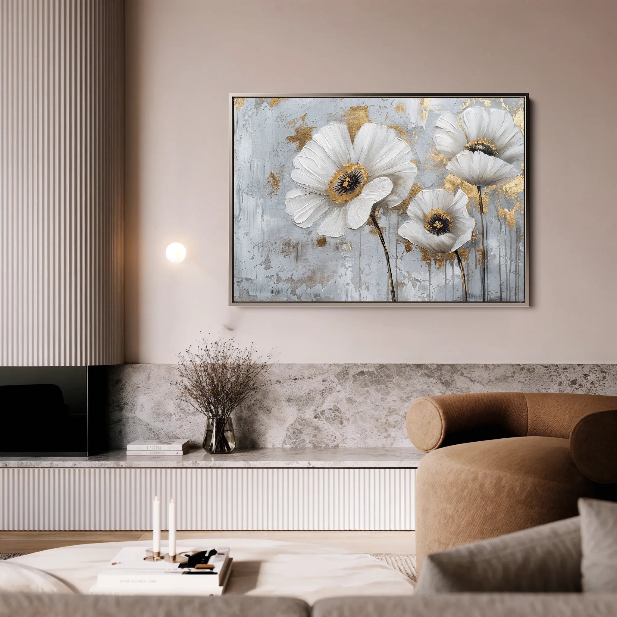 Floral 310 Canvas Art 18" x 24" / 45 x 60 cm / Black
