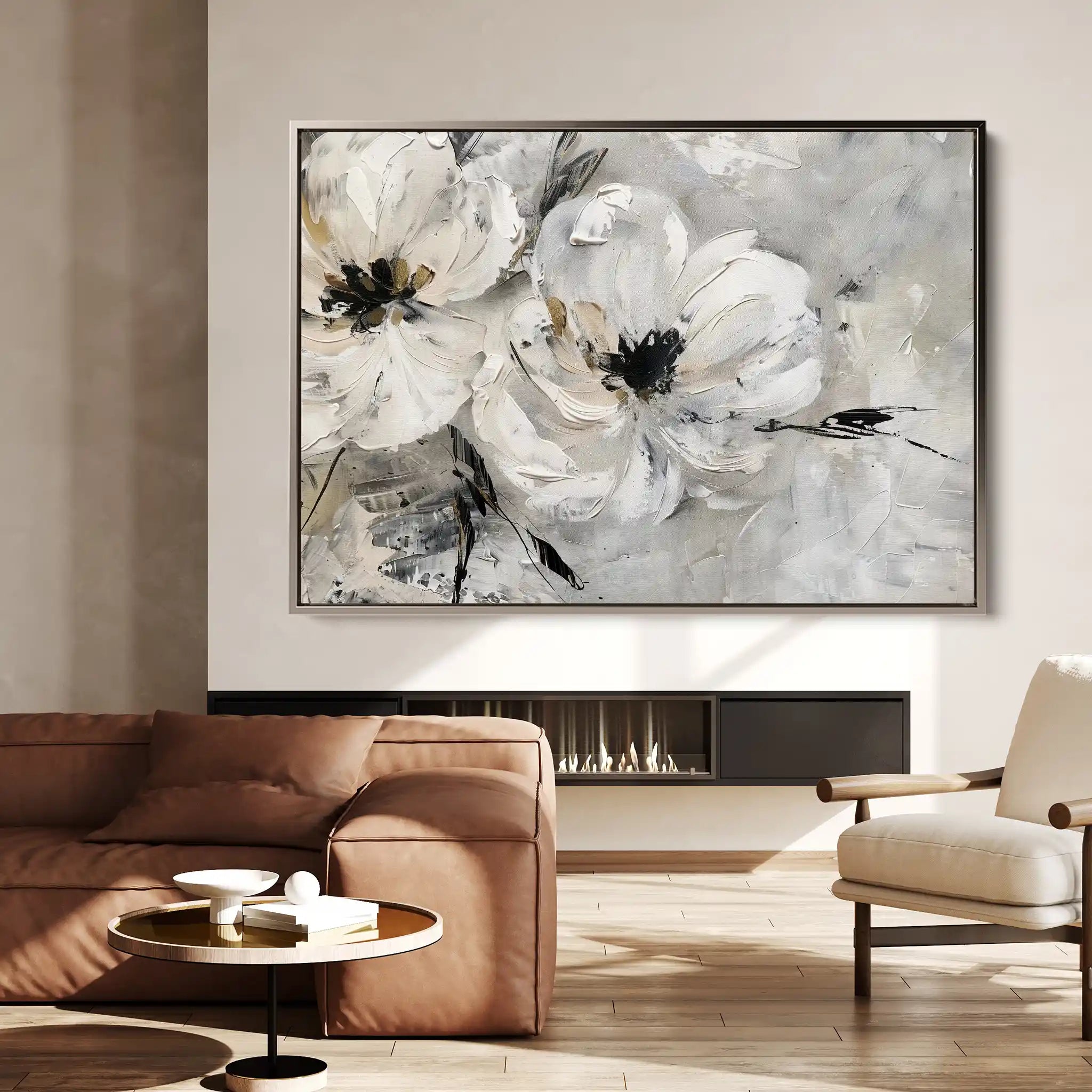 Floral 311 Canvas Art 60 x 40 cm / Black