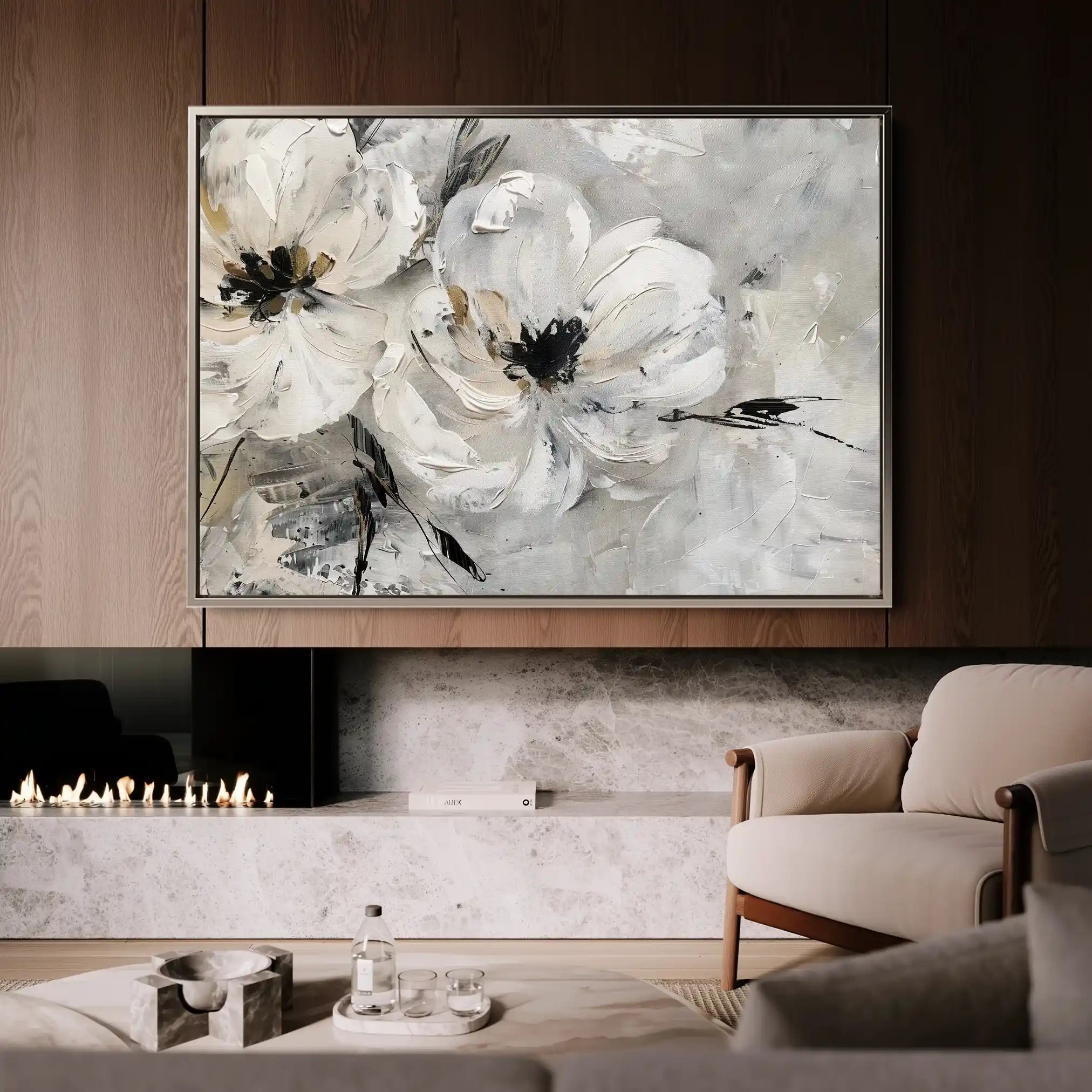 Floral 311 Canvas Art 60 x 40 cm / Black
