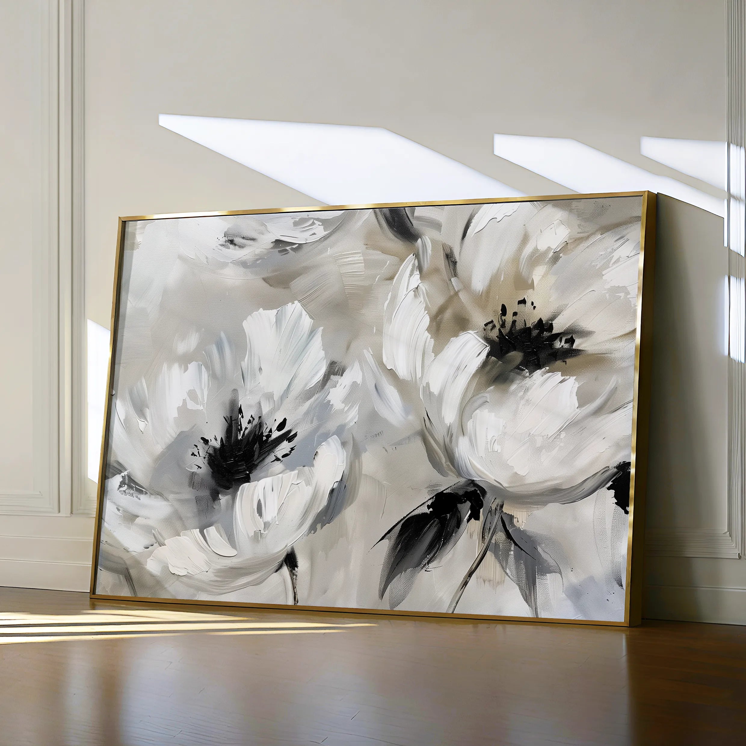 Floral 312 Canvas Art 18" x 24" / 45 x 60 cm / Black
