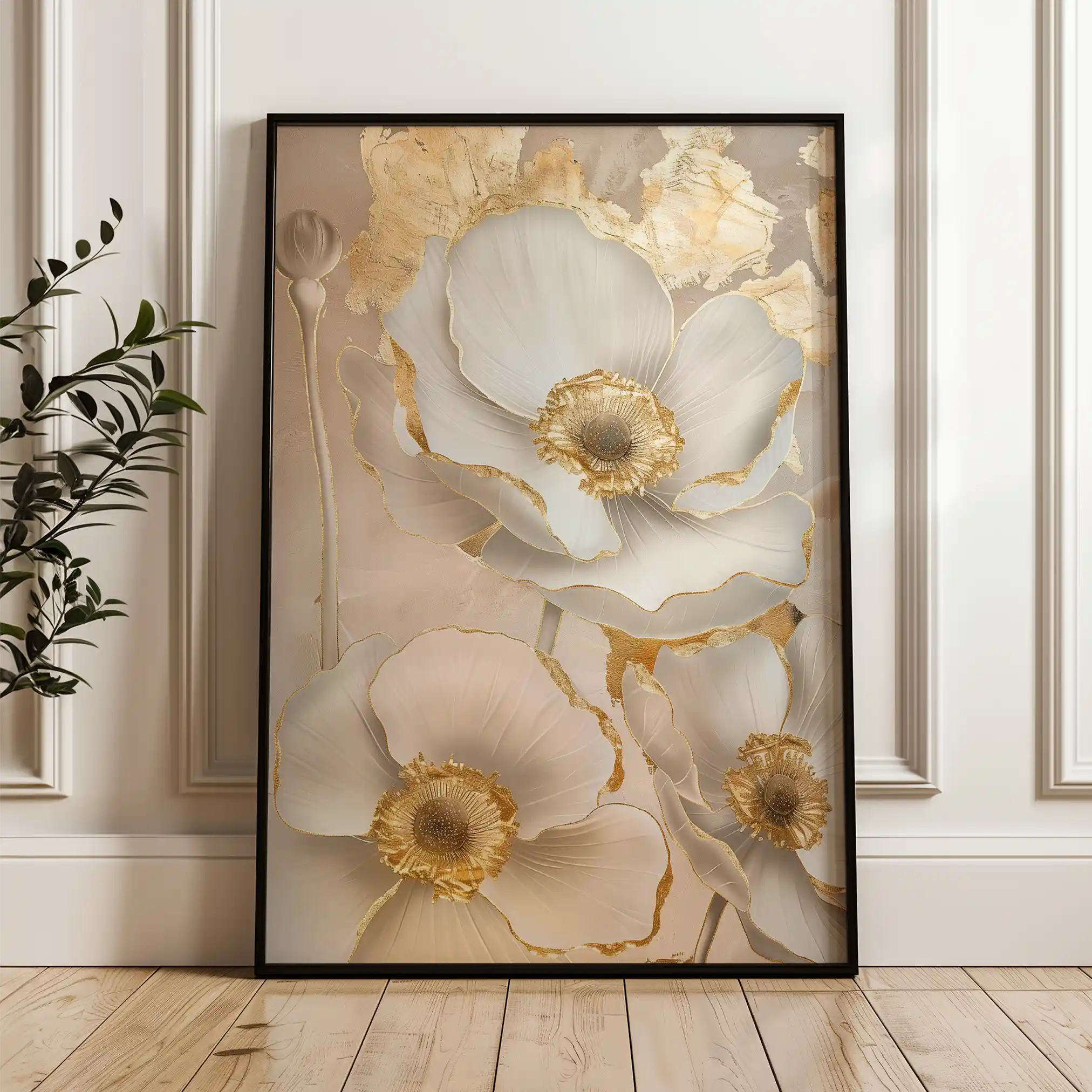 Floral 319 Canvas Art 60 x 40 cm / Black