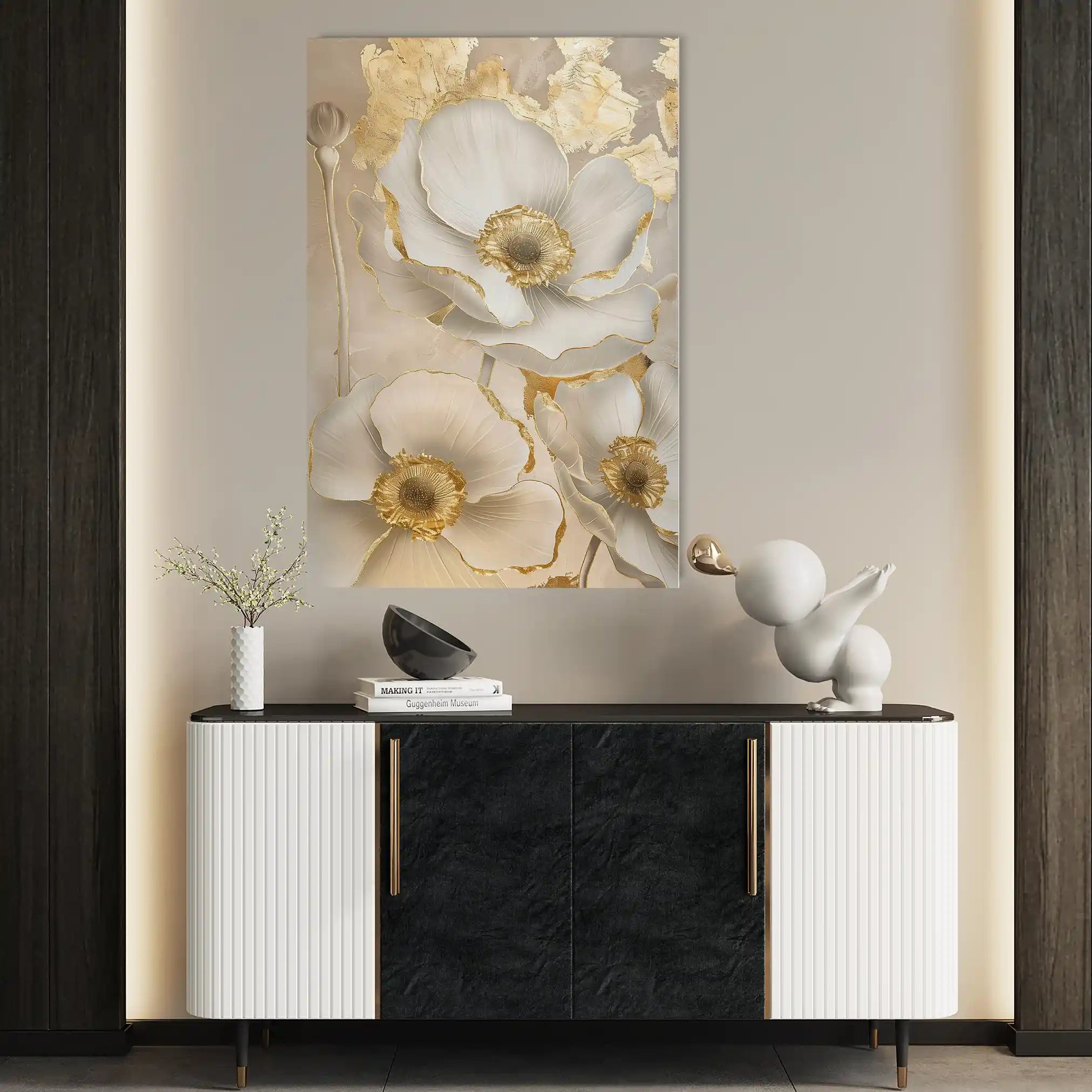 Floral 319 Canvas Art 60 x 40 cm / Black