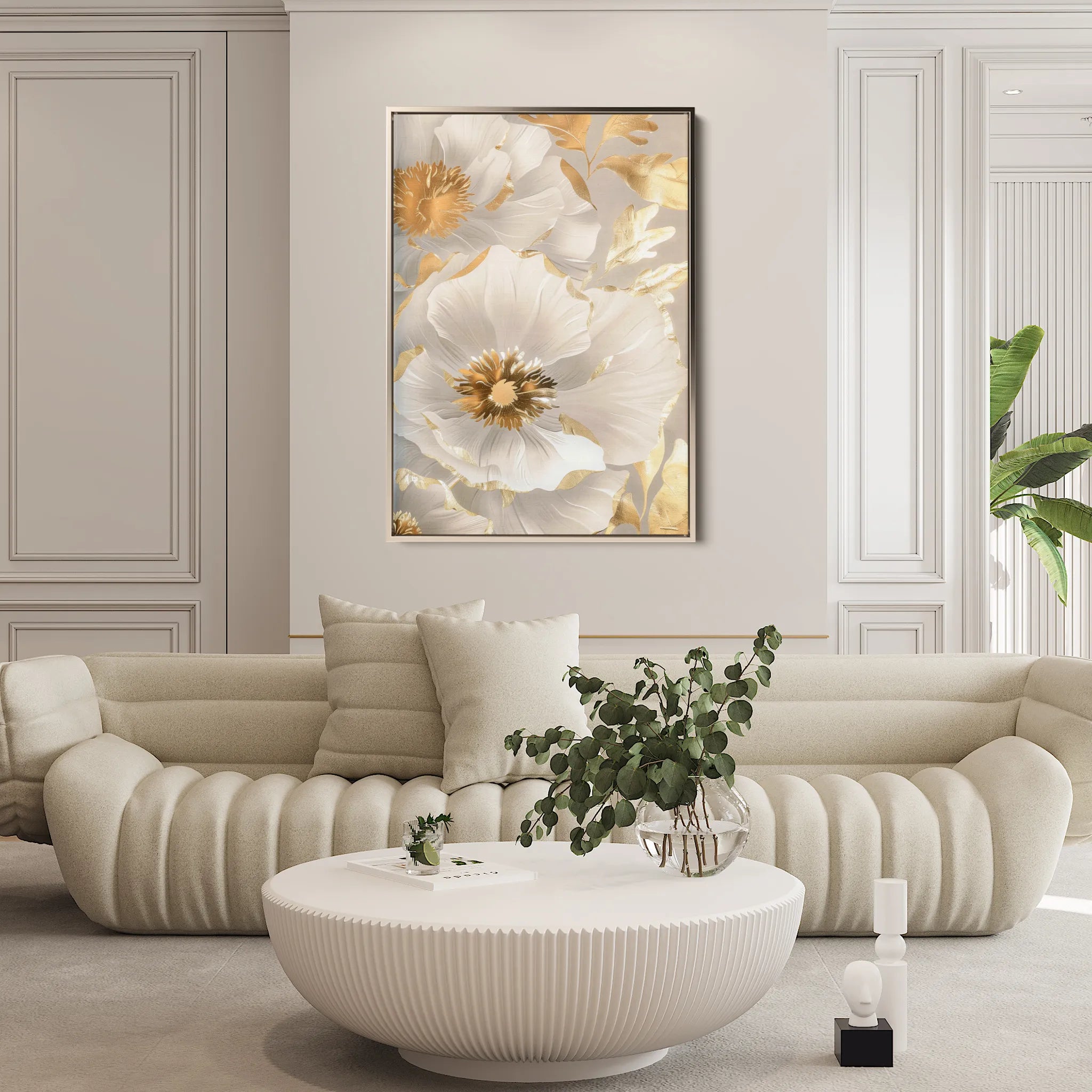 Floral 320 Canvas Art 18" x 24" / 45 x 60 cm / Black