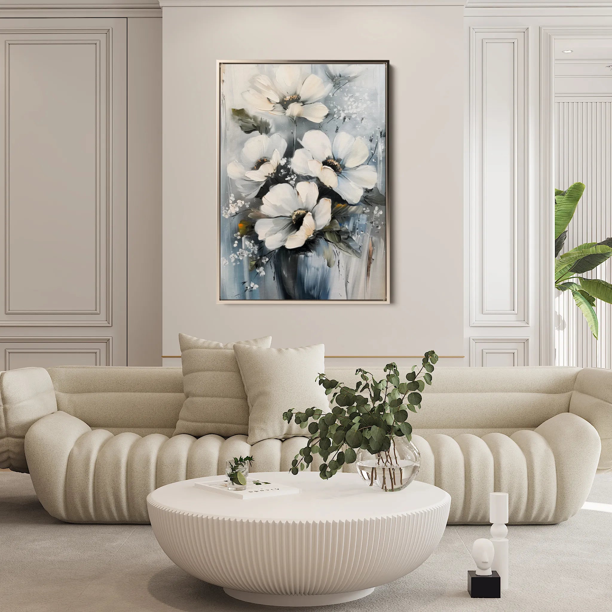Floral 321 Canvas Art 18" x 24" / 45 x 60 cm / Black