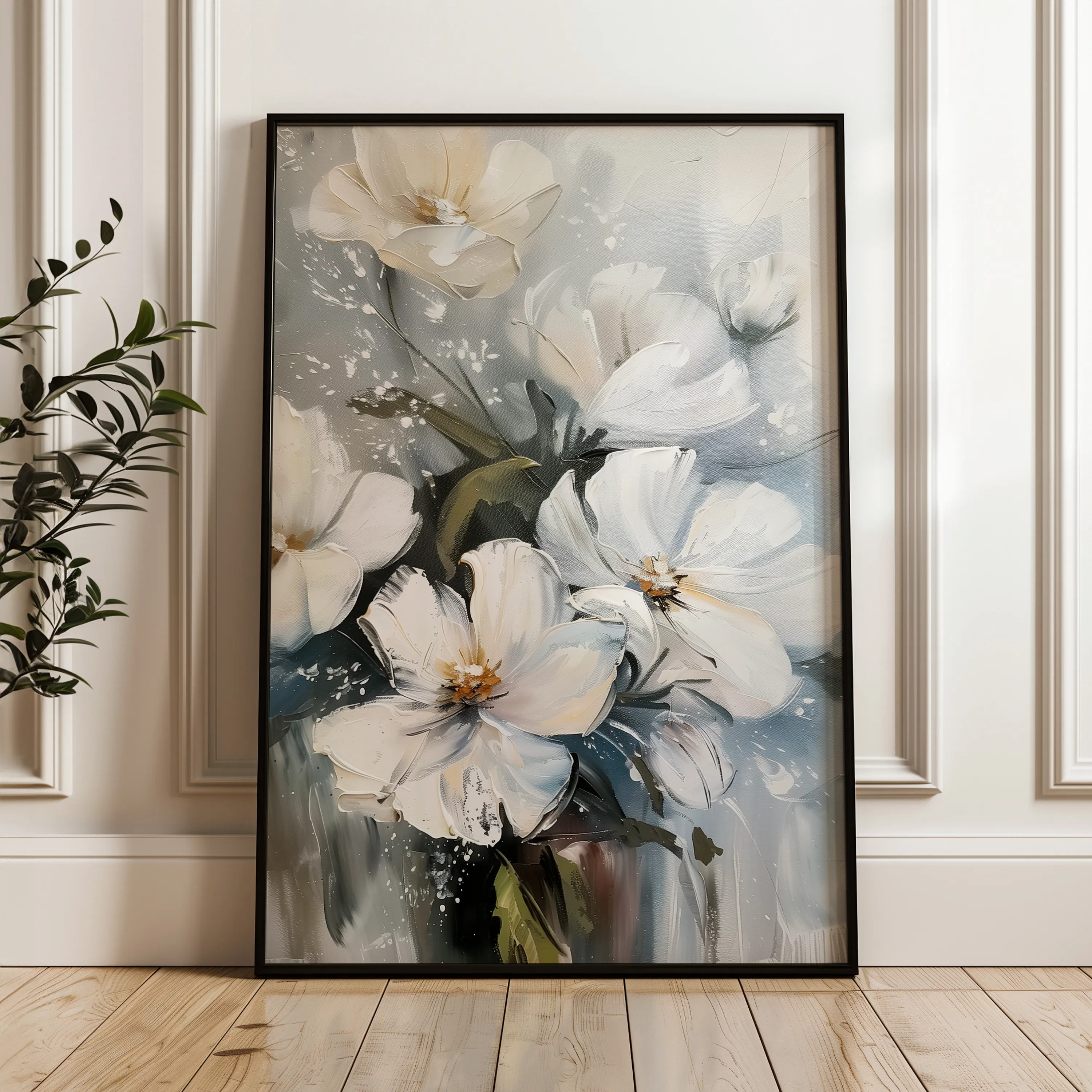 Floral 322 Canvas Art 18" x 24" / 45 x 60 cm / Black