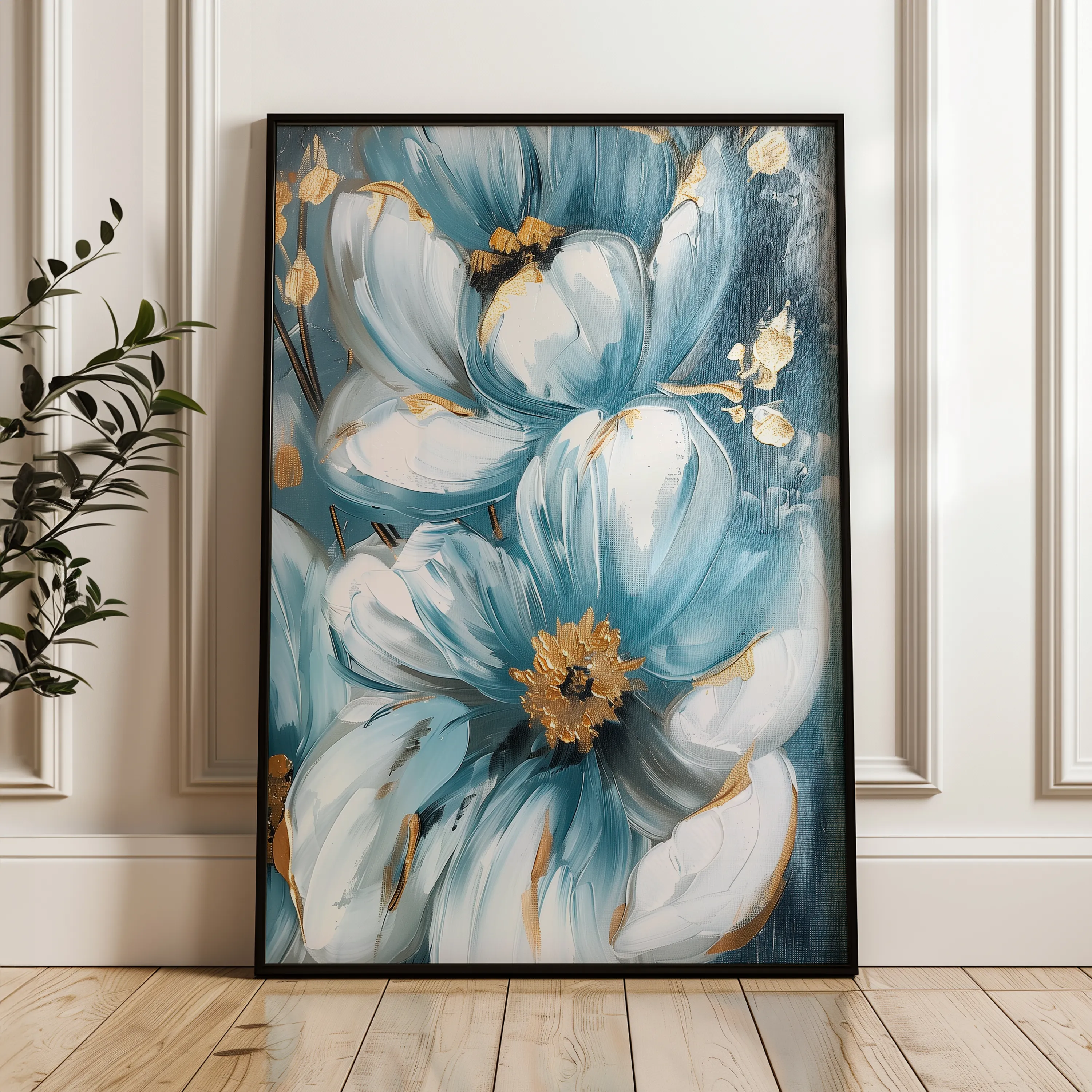 Floral 323 Canvas Art 18" x 24" / 45 x 60 cm / Black