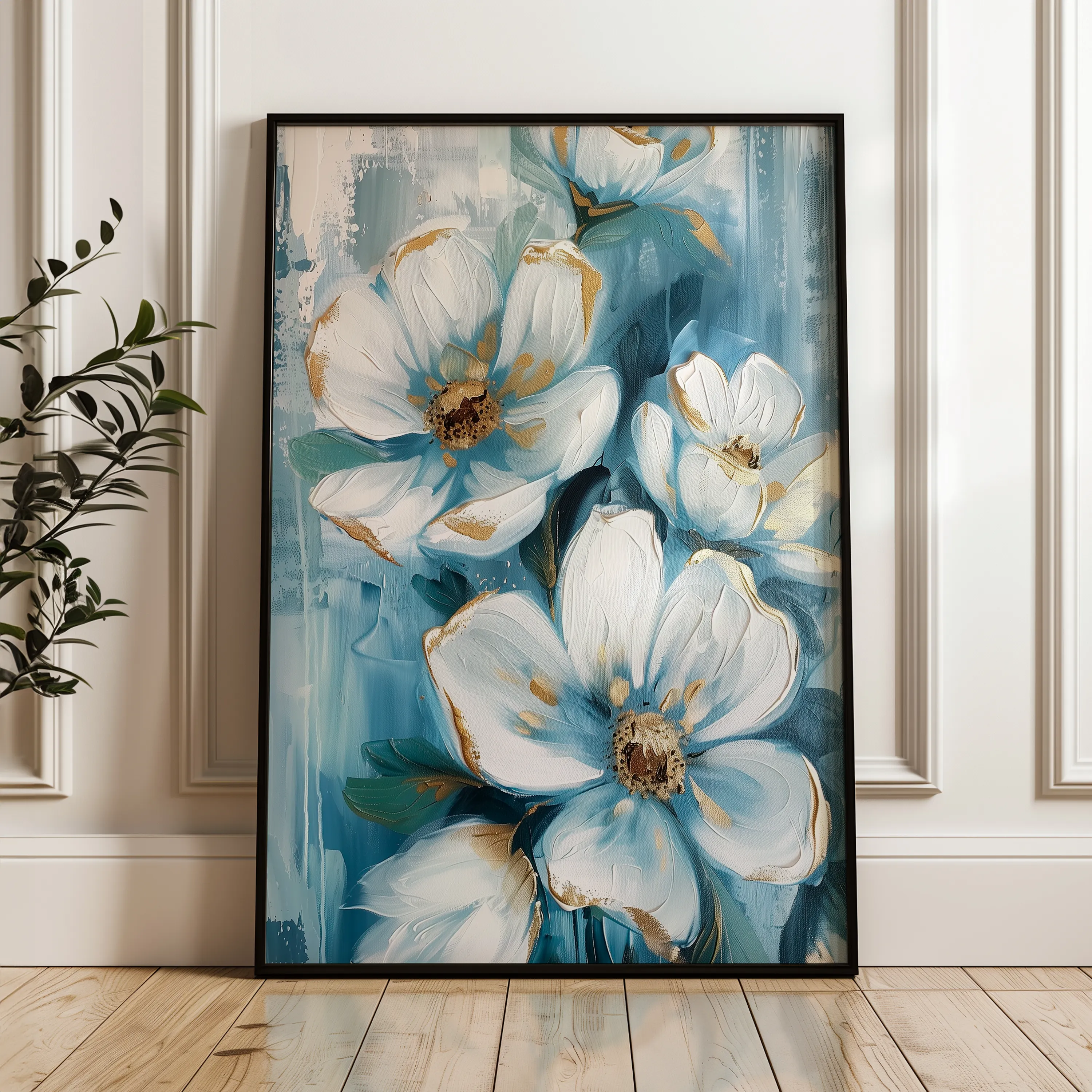 Floral 324 Canvas Art 18" x 24" / 45 x 60 cm / Black