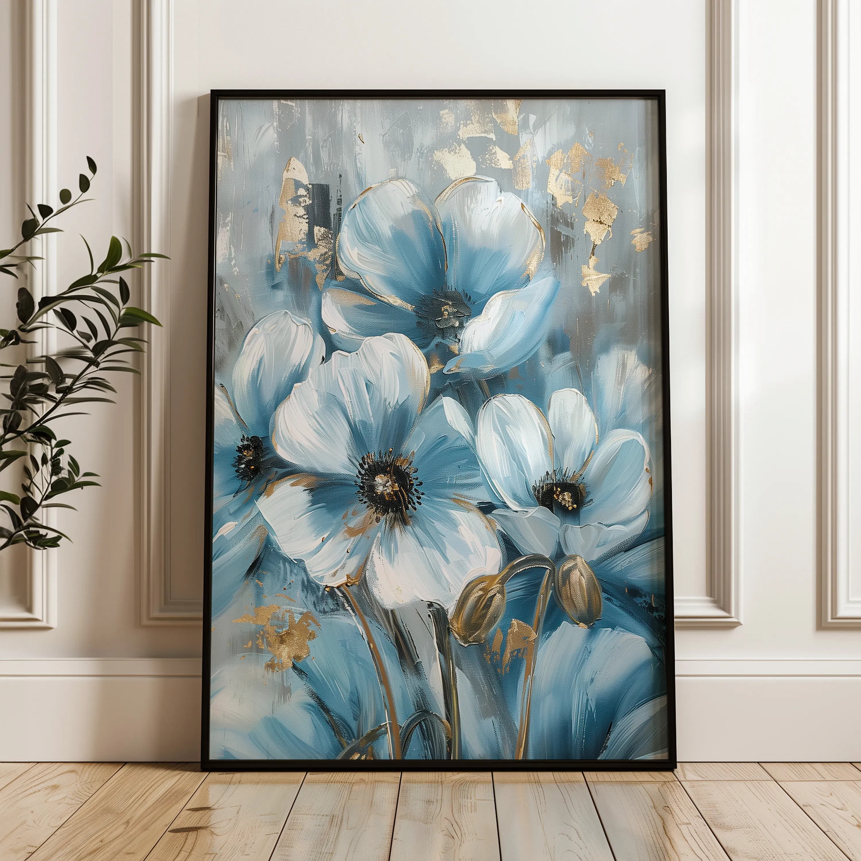 Floral 325 Canvas Art 18" x 24" / 45 x 60 cm / Black
