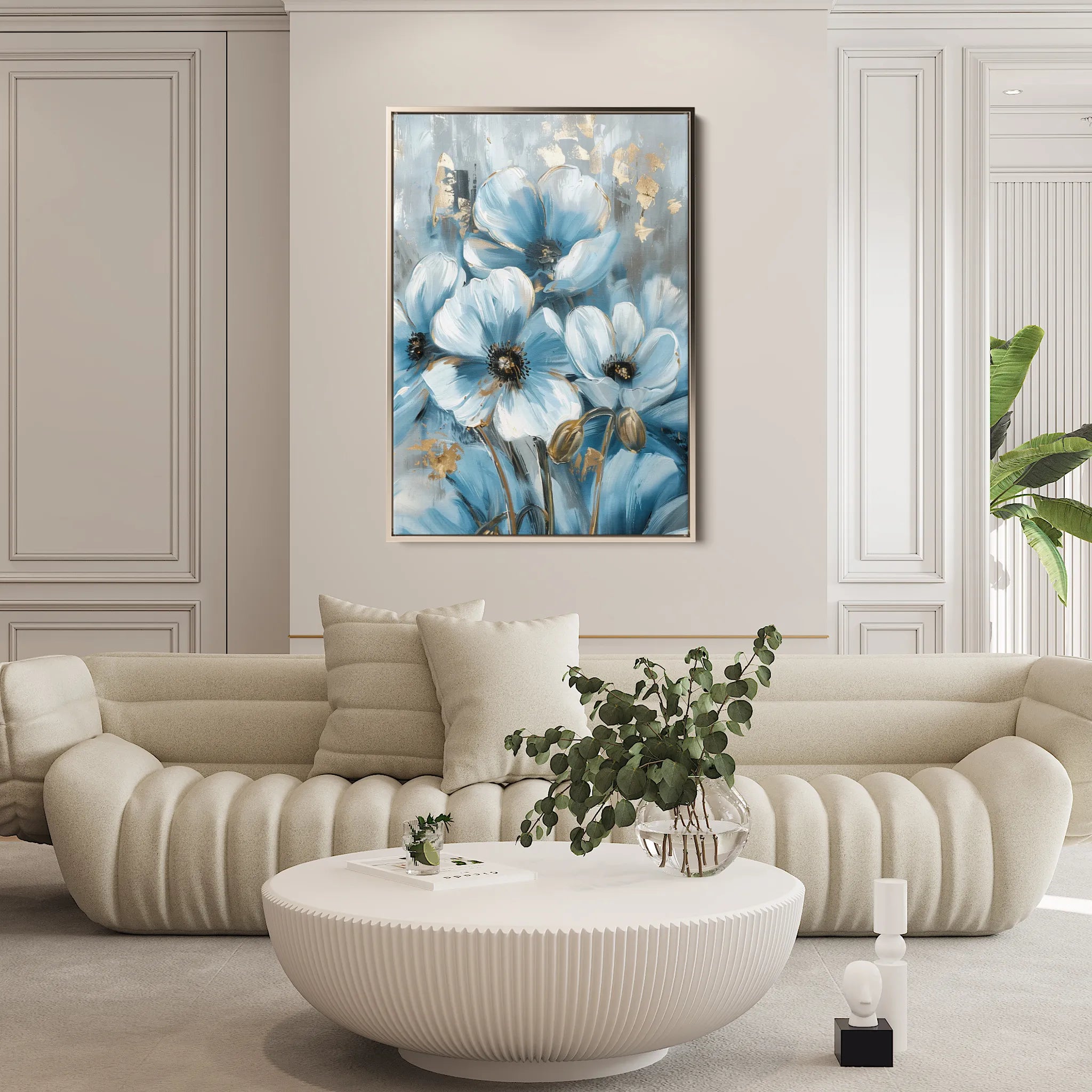 Floral 325 Canvas Art 18" x 24" / 45 x 60 cm / Black