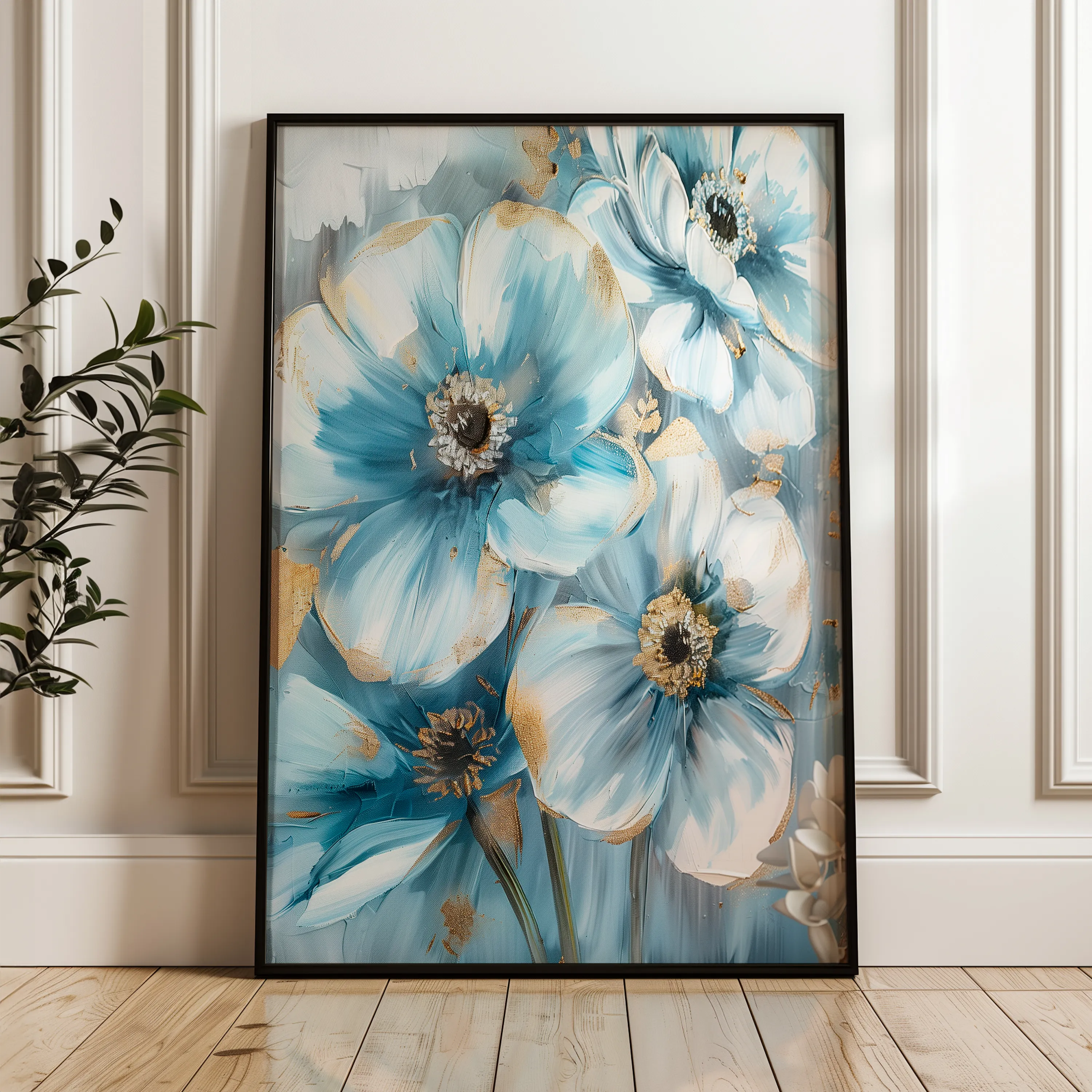 Floral 326 Canvas Art 18" x 24" / 45 x 60 cm / Black