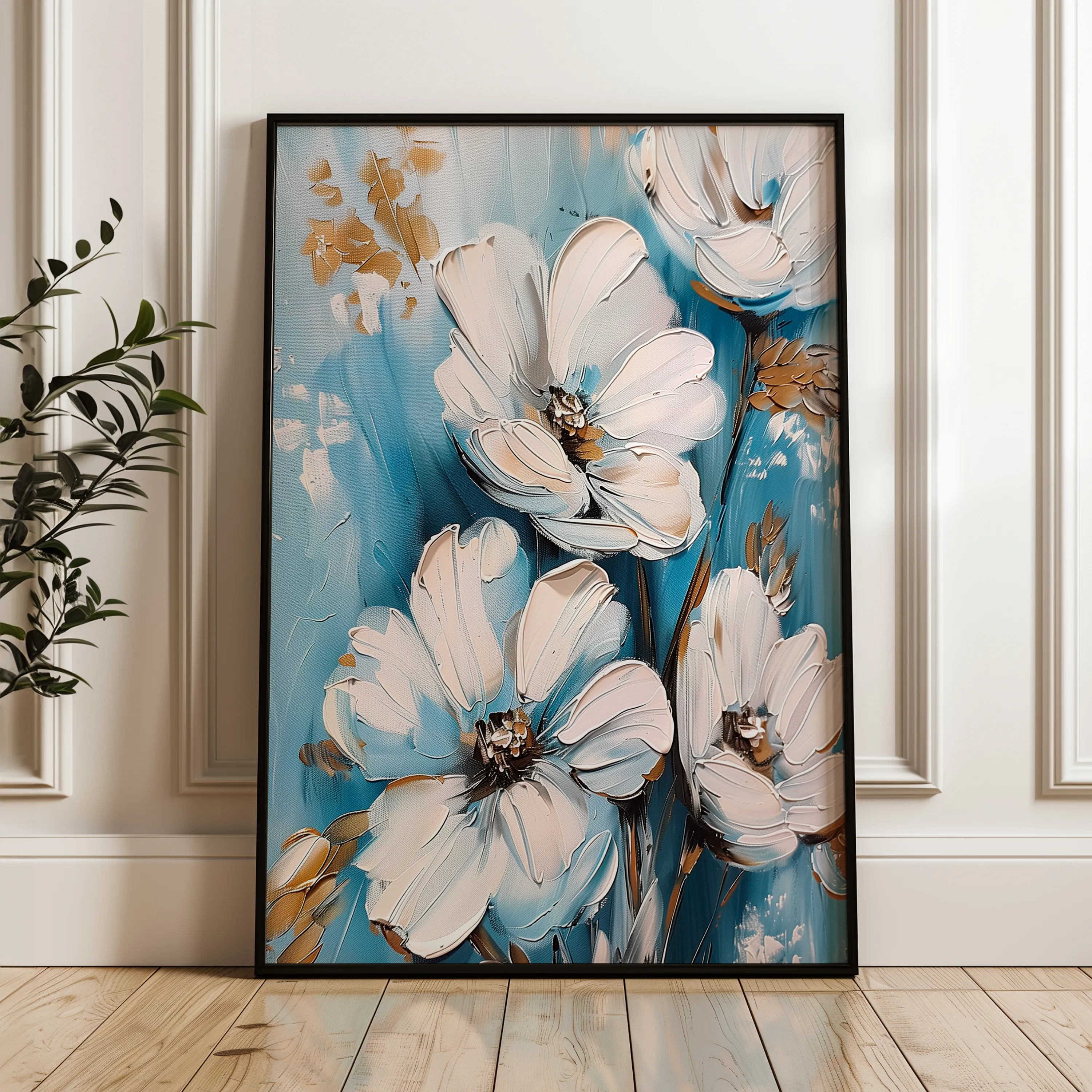 Floral 327 Canvas Art 18" x 24" / 45 x 60 cm / Black