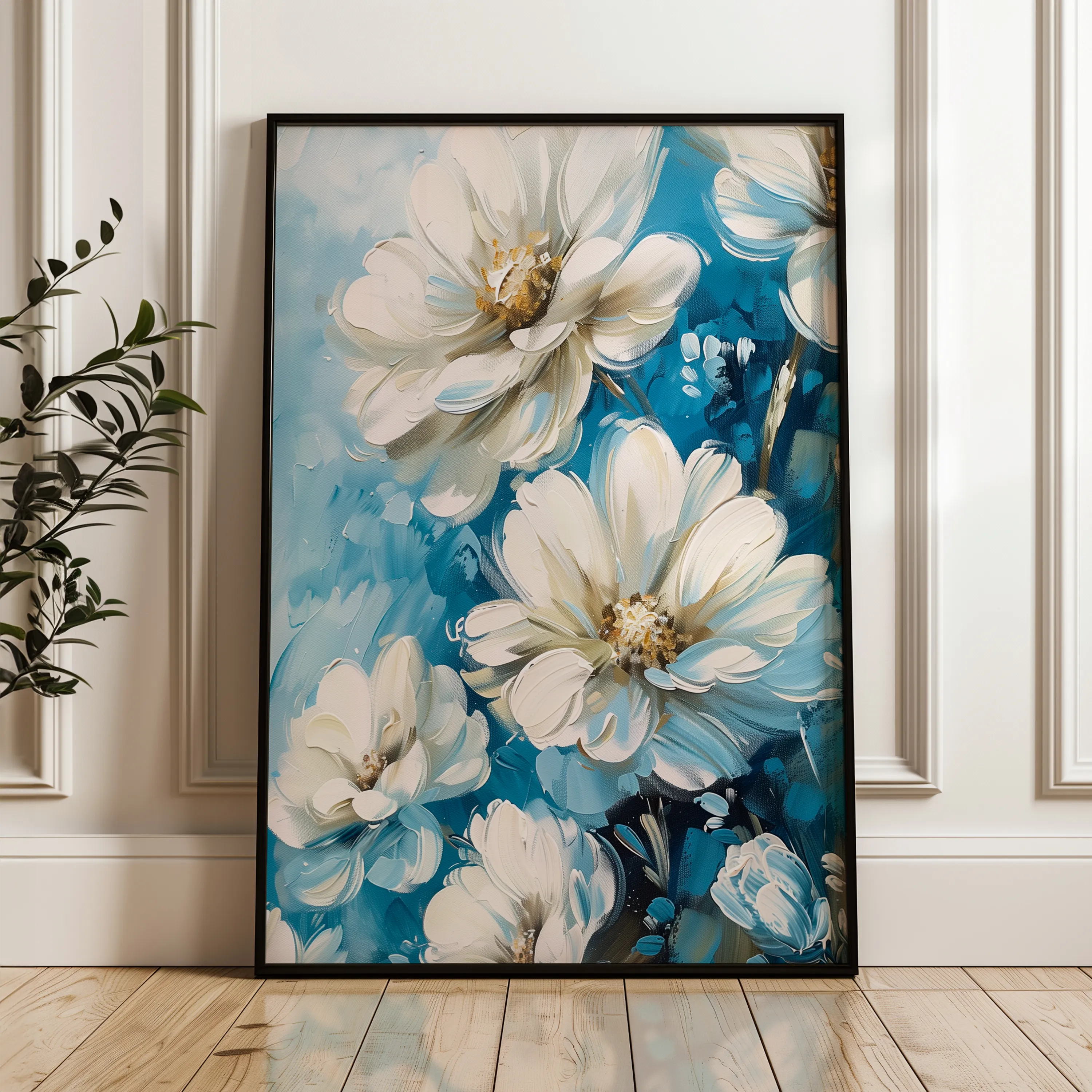 Floral 328 Canvas Art 18" x 24" / 45 x 60 cm / Black