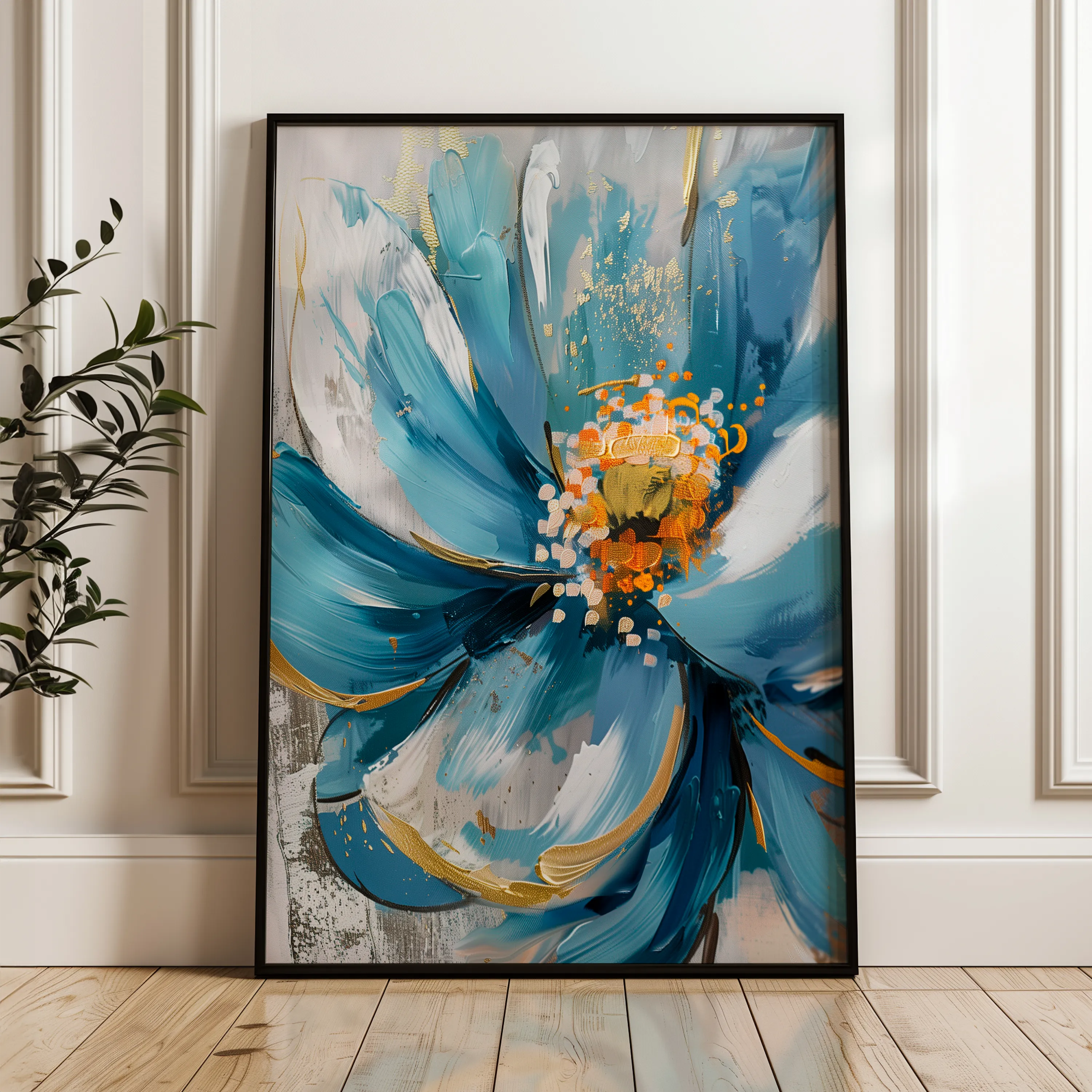 Floral 329 Canvas Art 18" x 24" / 45 x 60 cm / Black