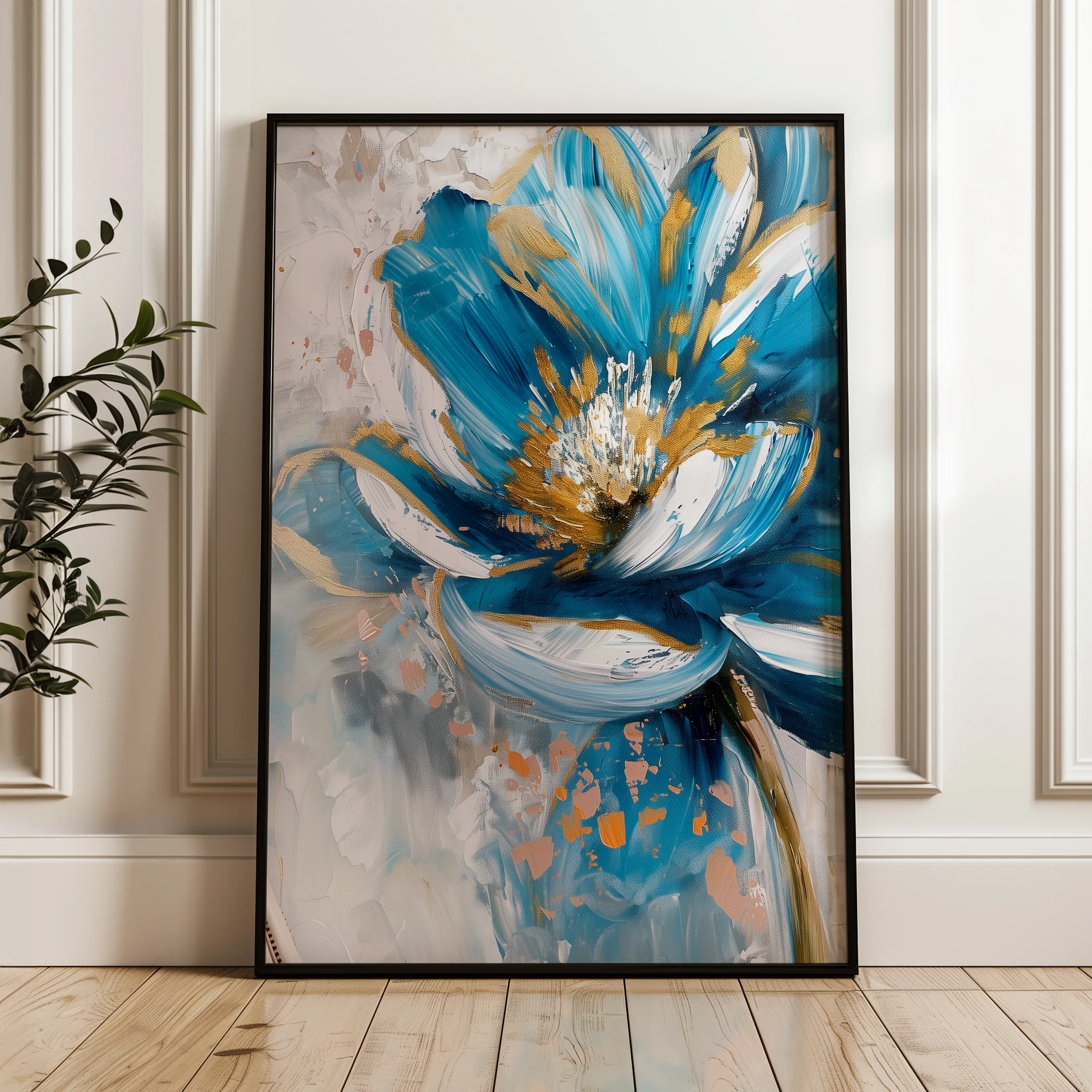 Floral 330 Canvas Art 18" x 24" / 45 x 60 cm / Black
