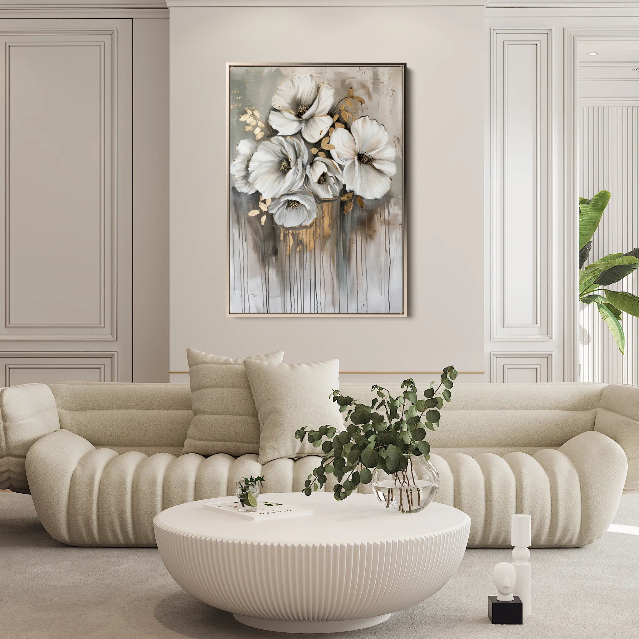 Floral 331 Canvas Art 18" x 24" / 45 x 60 cm / Black