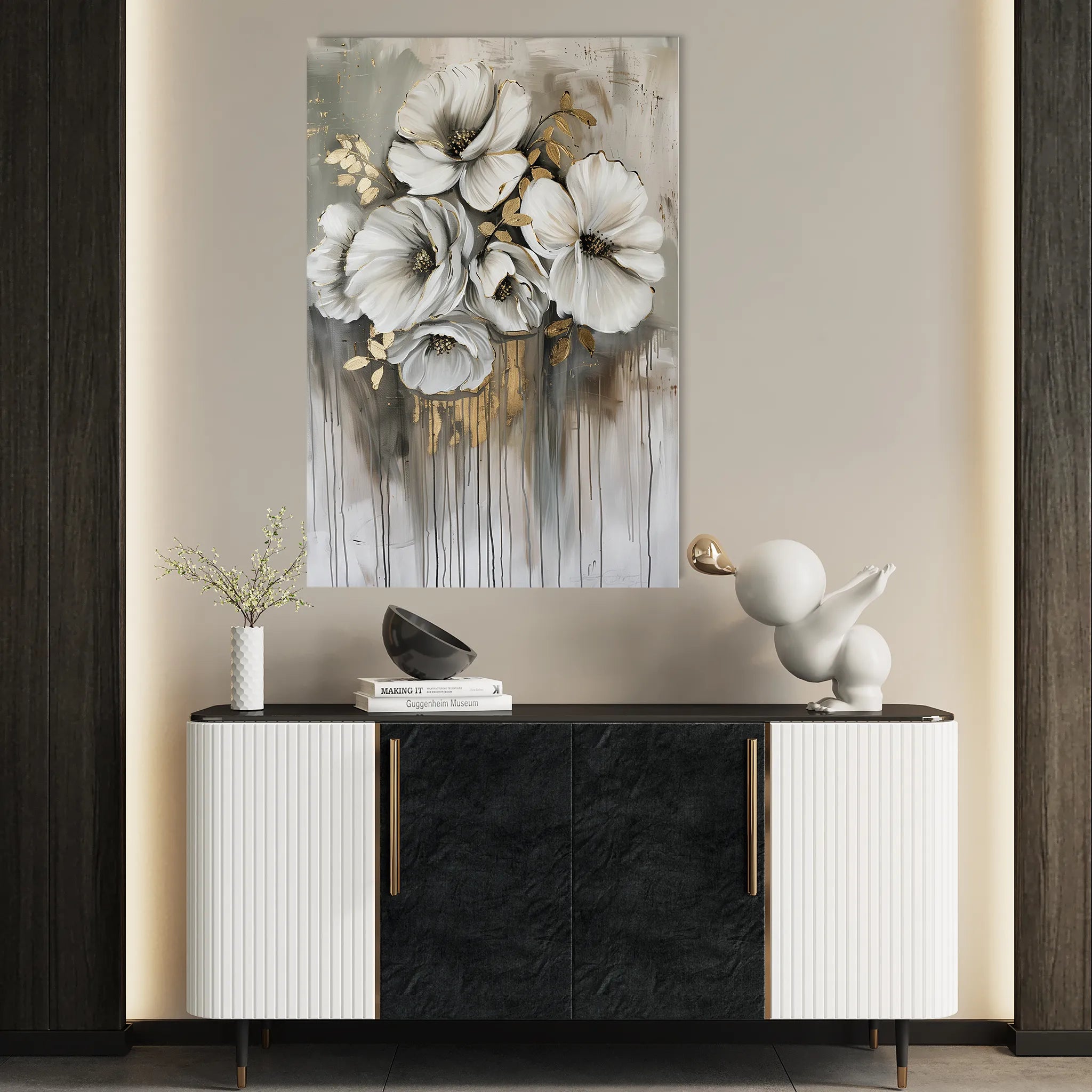 Floral 331 Canvas Art 18" x 24" / 45 x 60 cm / Black