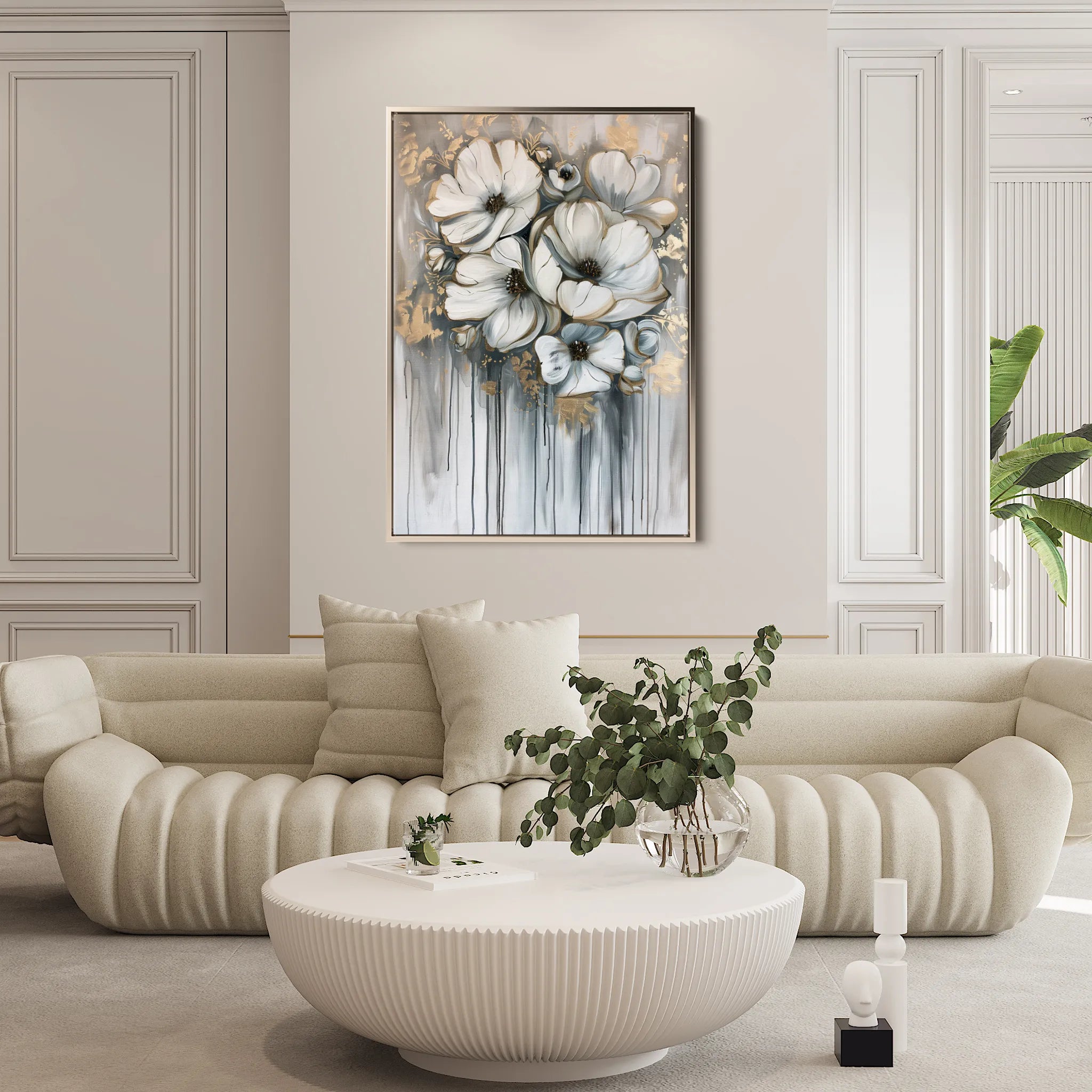 Floral 332 Canvas Art 18" x 24" / 45 x 60 cm / Black