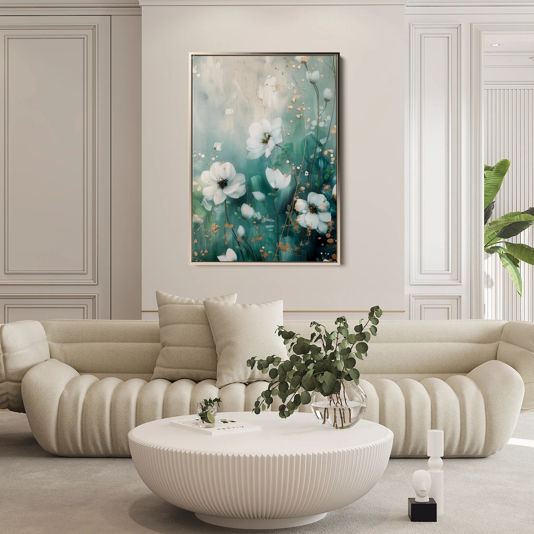Floral 333 Canvas Art 18" x 24" / 45 x 60 cm / Black