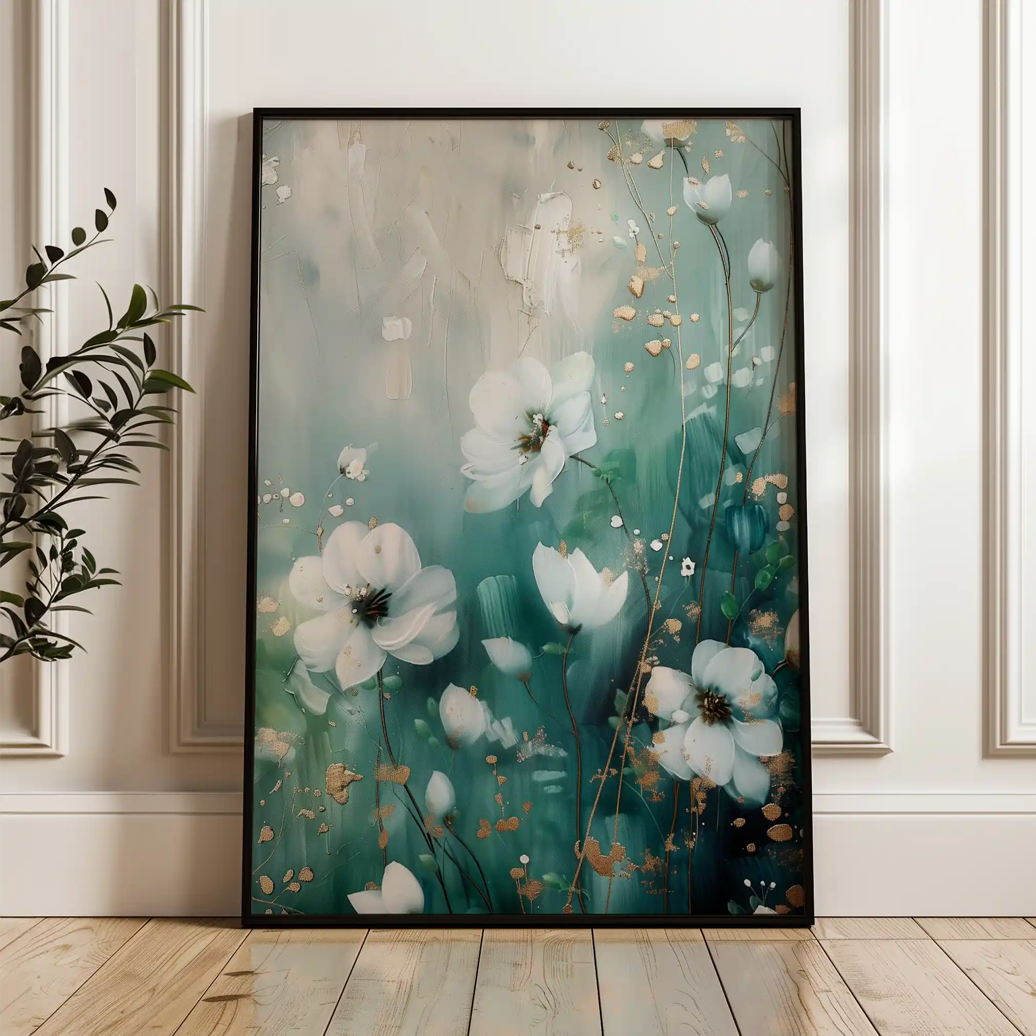 Floral 333 Canvas Art 60 x 40 cm / Black