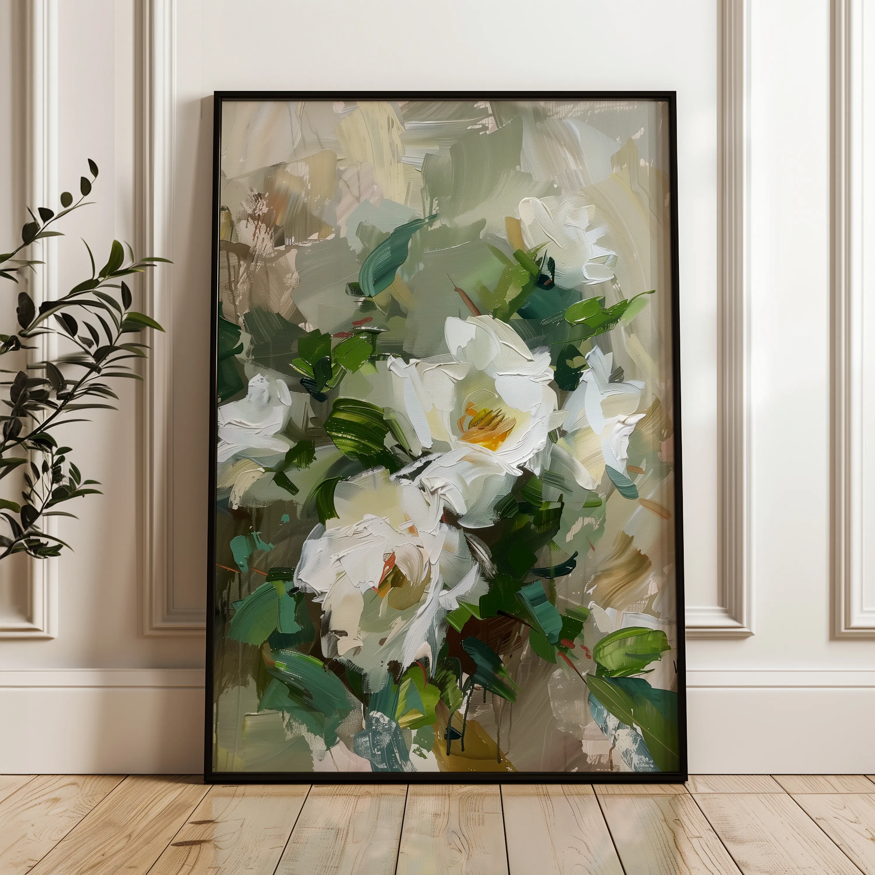 Floral 336 Canvas Art 18" x 24" / 45 x 60 cm / Black