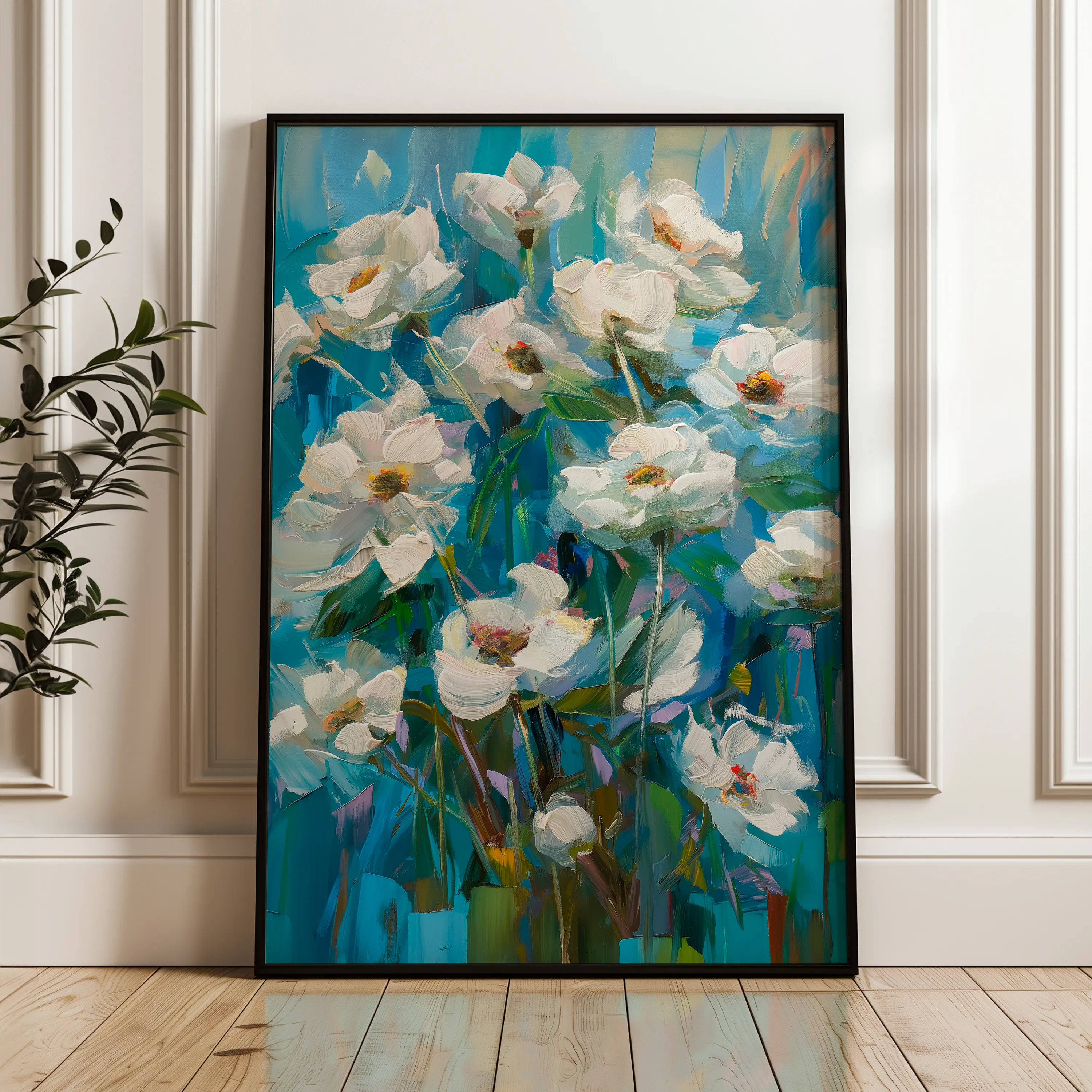 Floral 337 Canvas Art 18" x 24" / 45 x 60 cm / Black