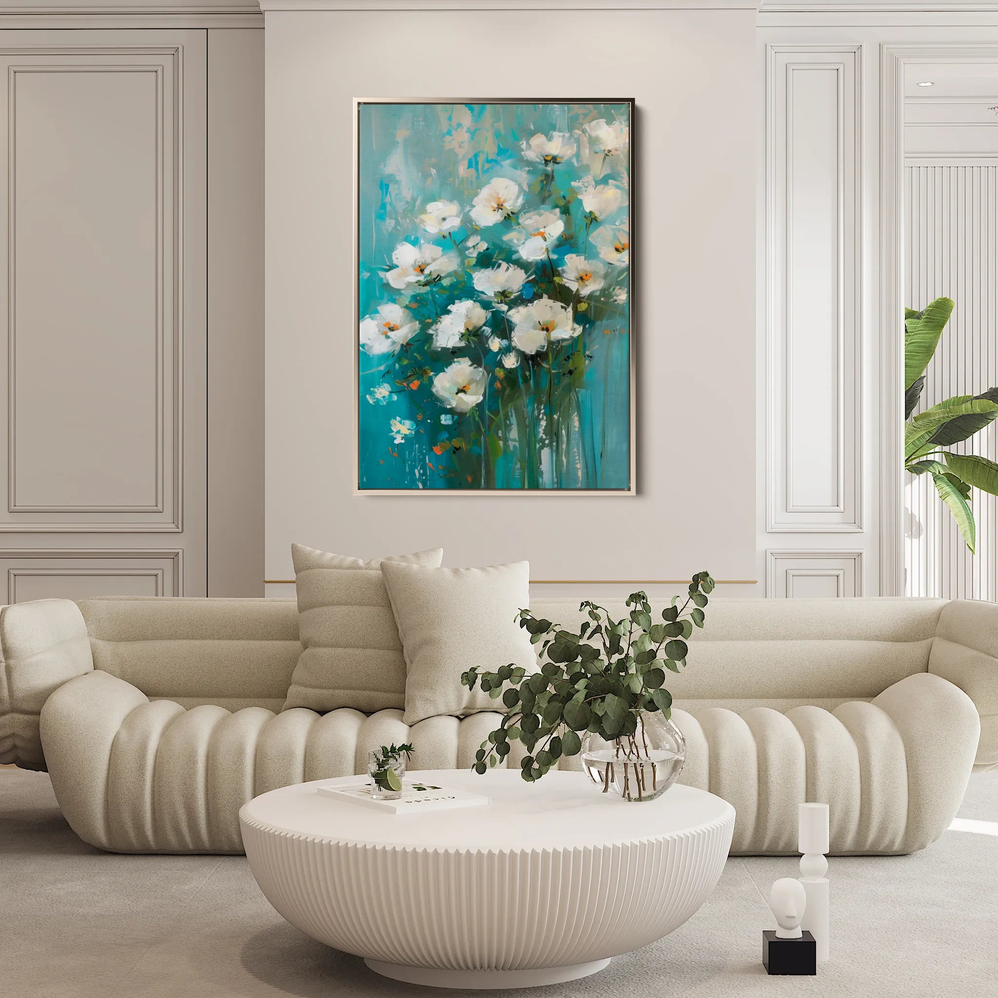 Floral 338 Canvas Art 18" x 24" / 45 x 60 cm / Black