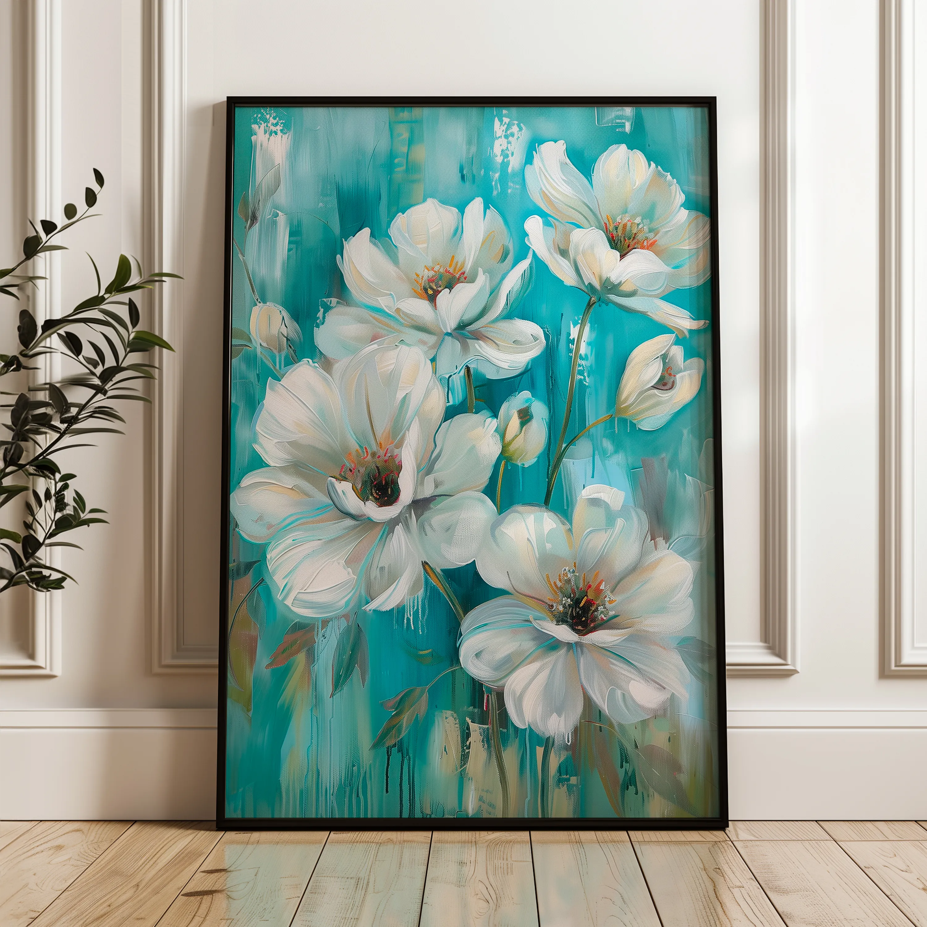 Floral 339 Canvas Art 18" x 24" / 45 x 60 cm / Black