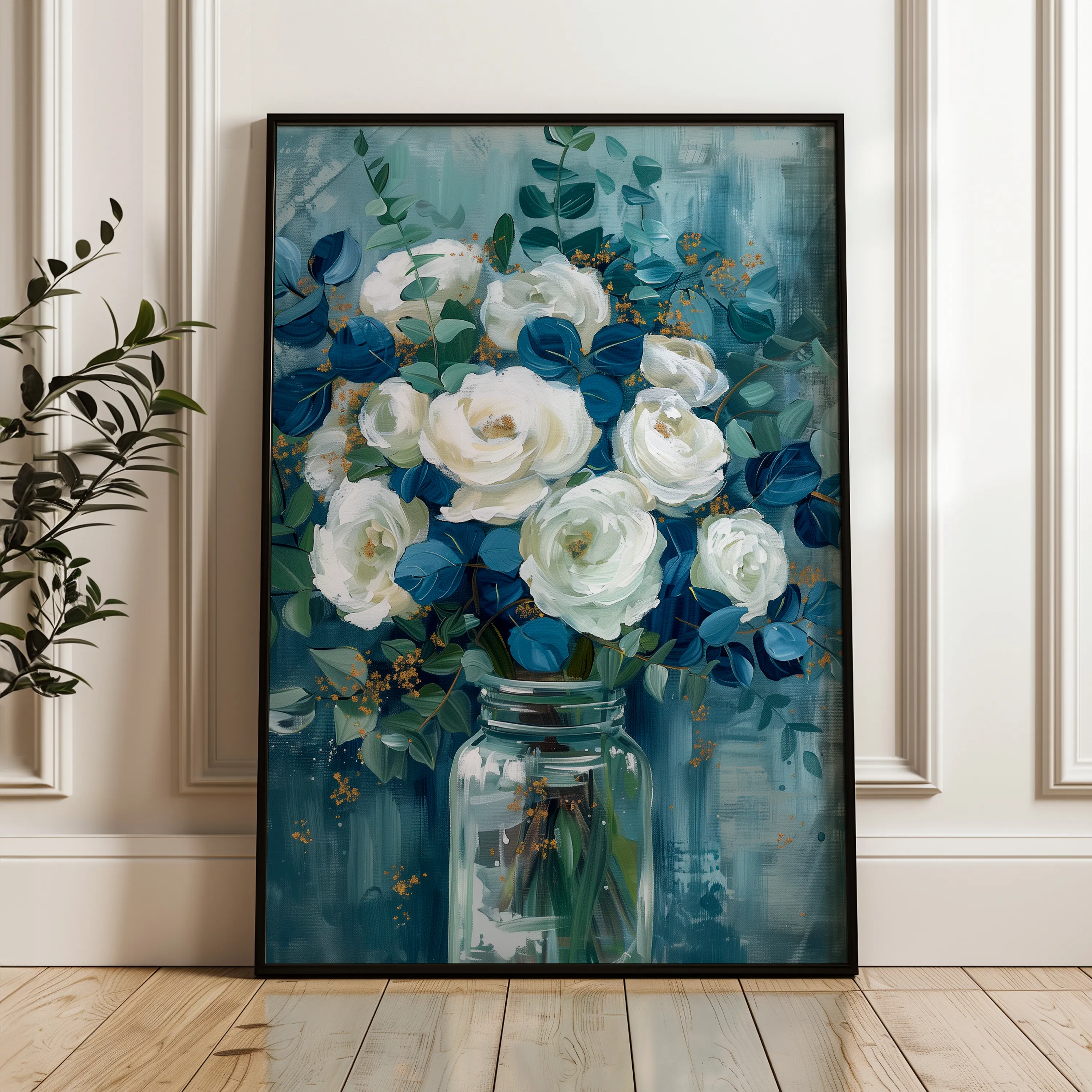 Floral 341 Canvas Art 18" x 24" / 45 x 60 cm / Black