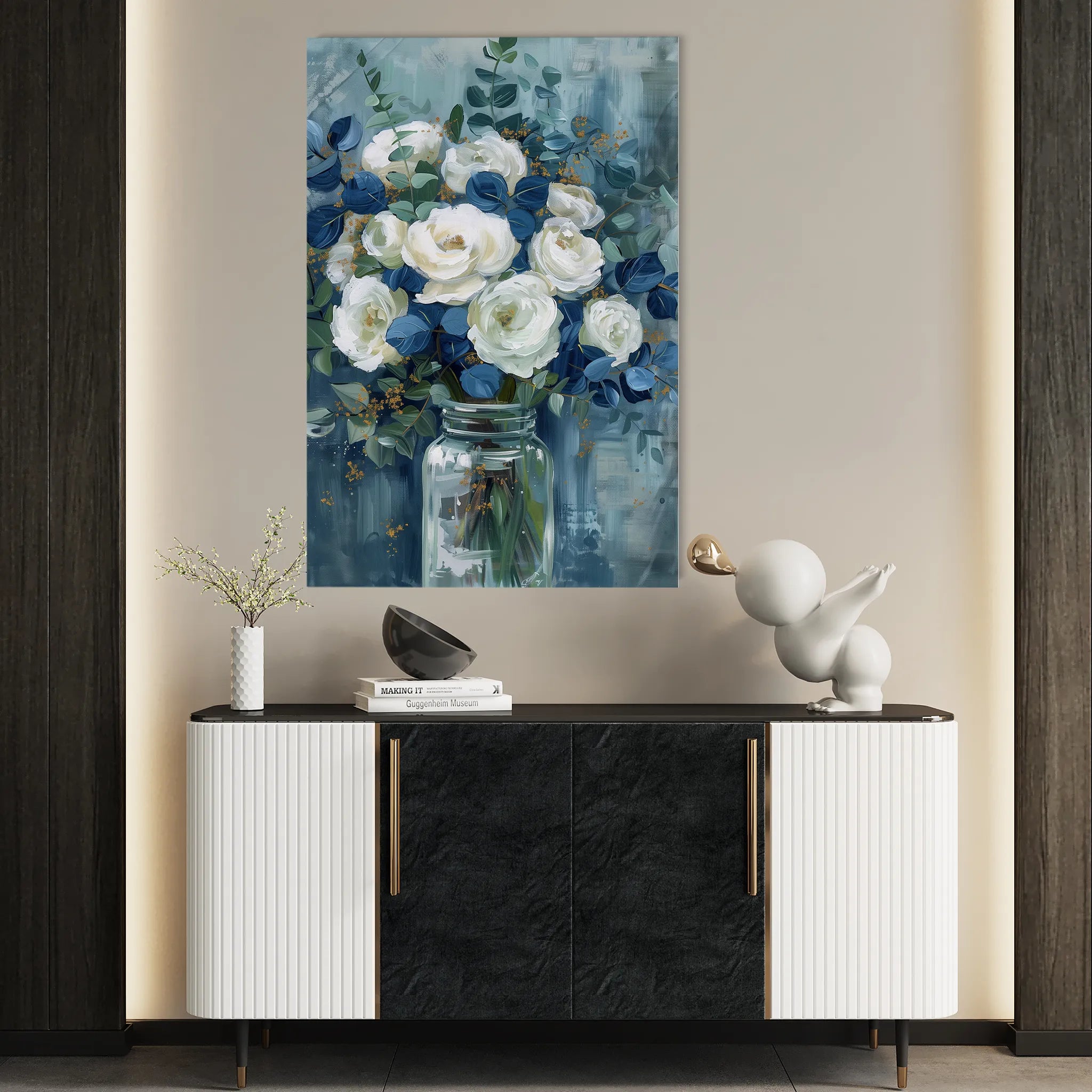 Floral 341 Canvas Art 18" x 24" / 45 x 60 cm / Black