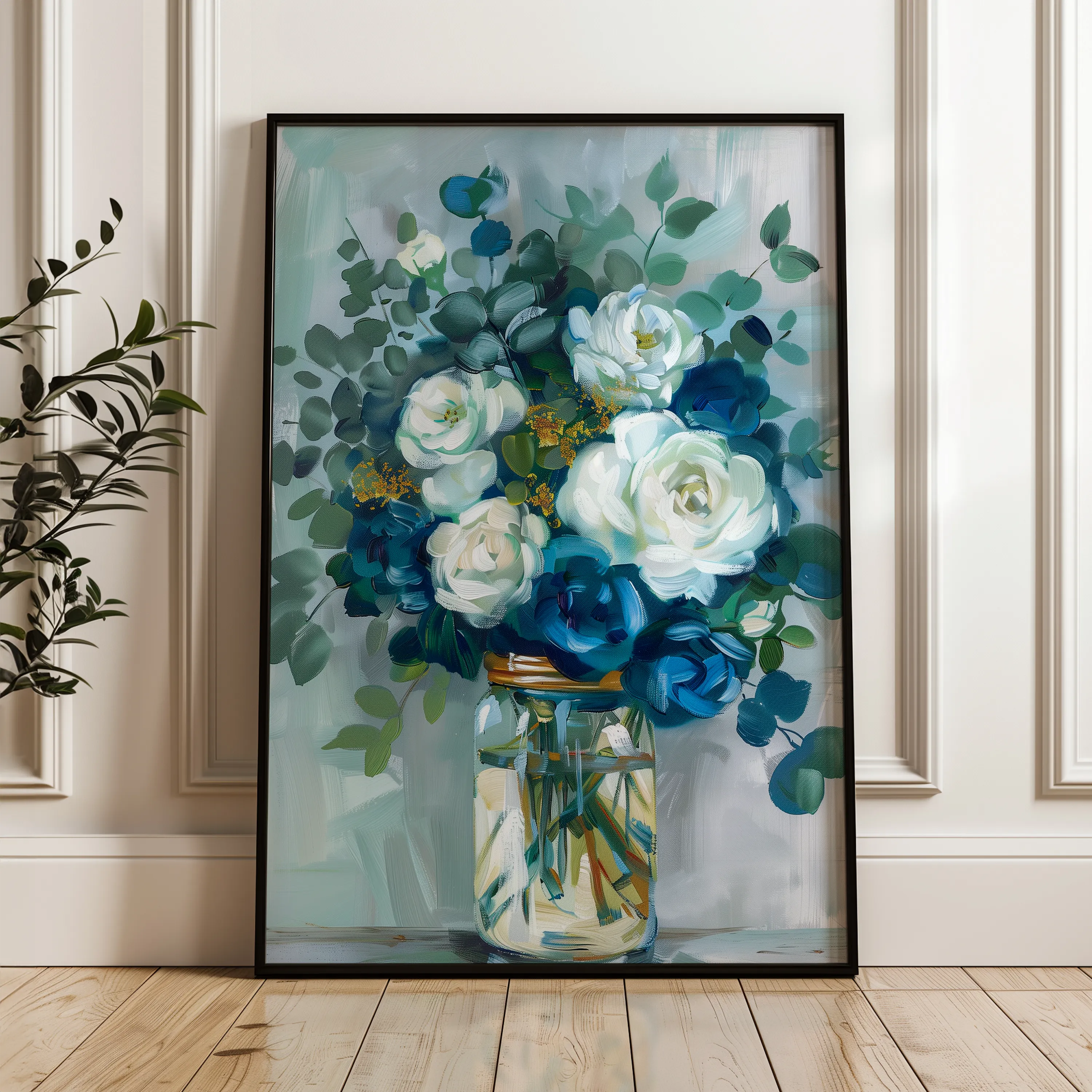 Floral 342 Canvas Art 18" x 24" / 45 x 60 cm / Black
