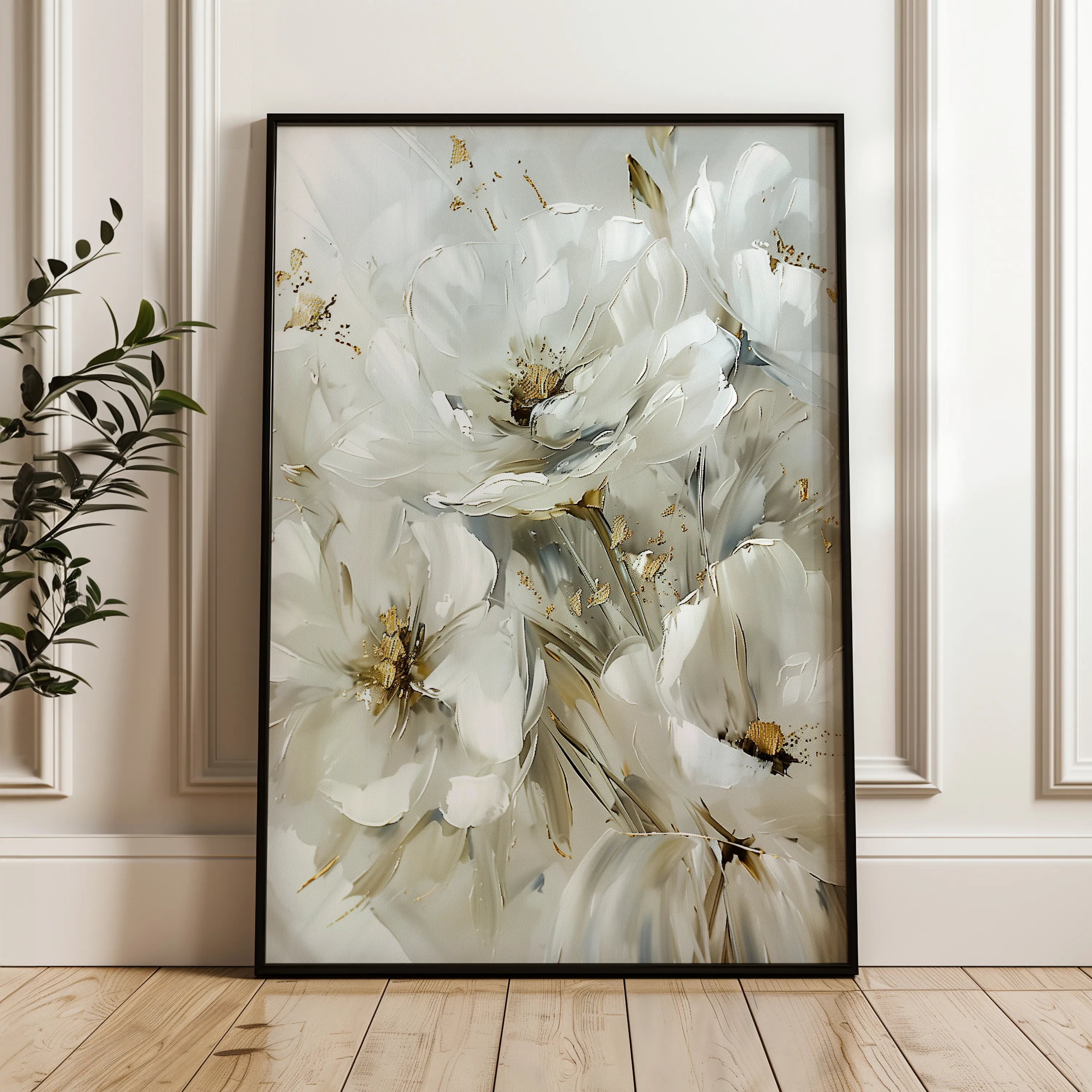 Floral 343 Canvas Art 18" x 24" / 45 x 60 cm / Black