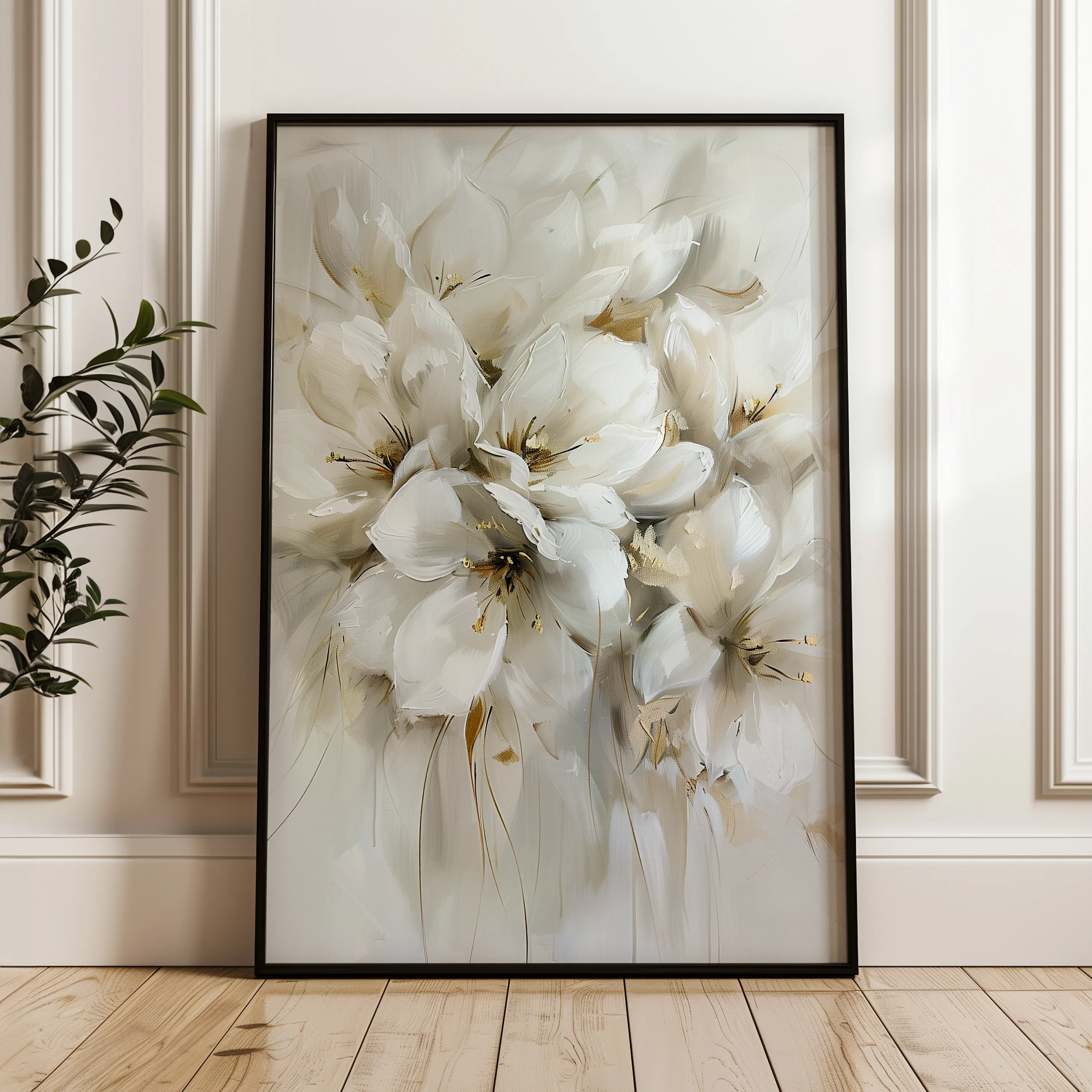 Floral 344 Canvas Art 18" x 24" / 45 x 60 cm / Black