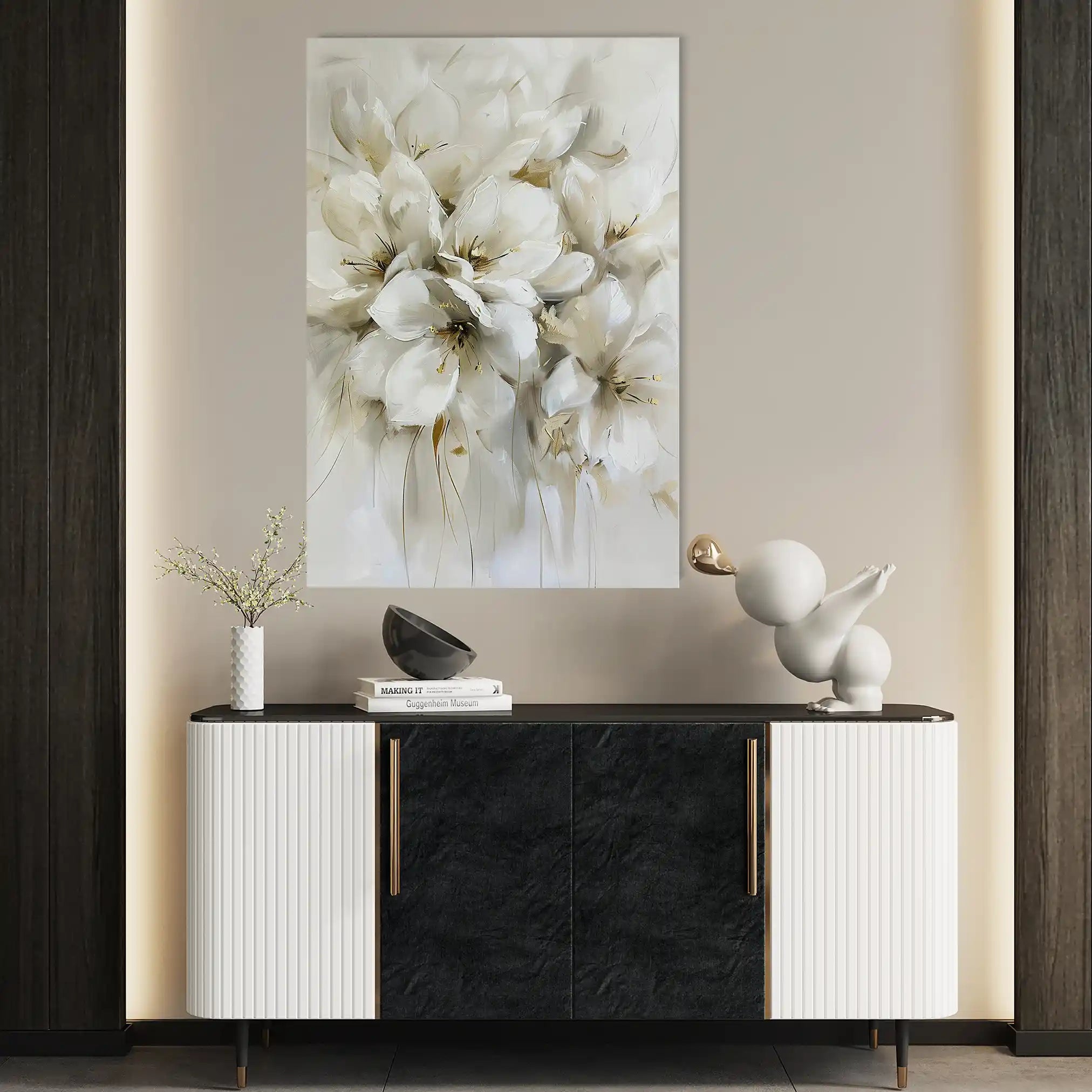 Floral 344 Canvas Art 60 x 40 cm / Black